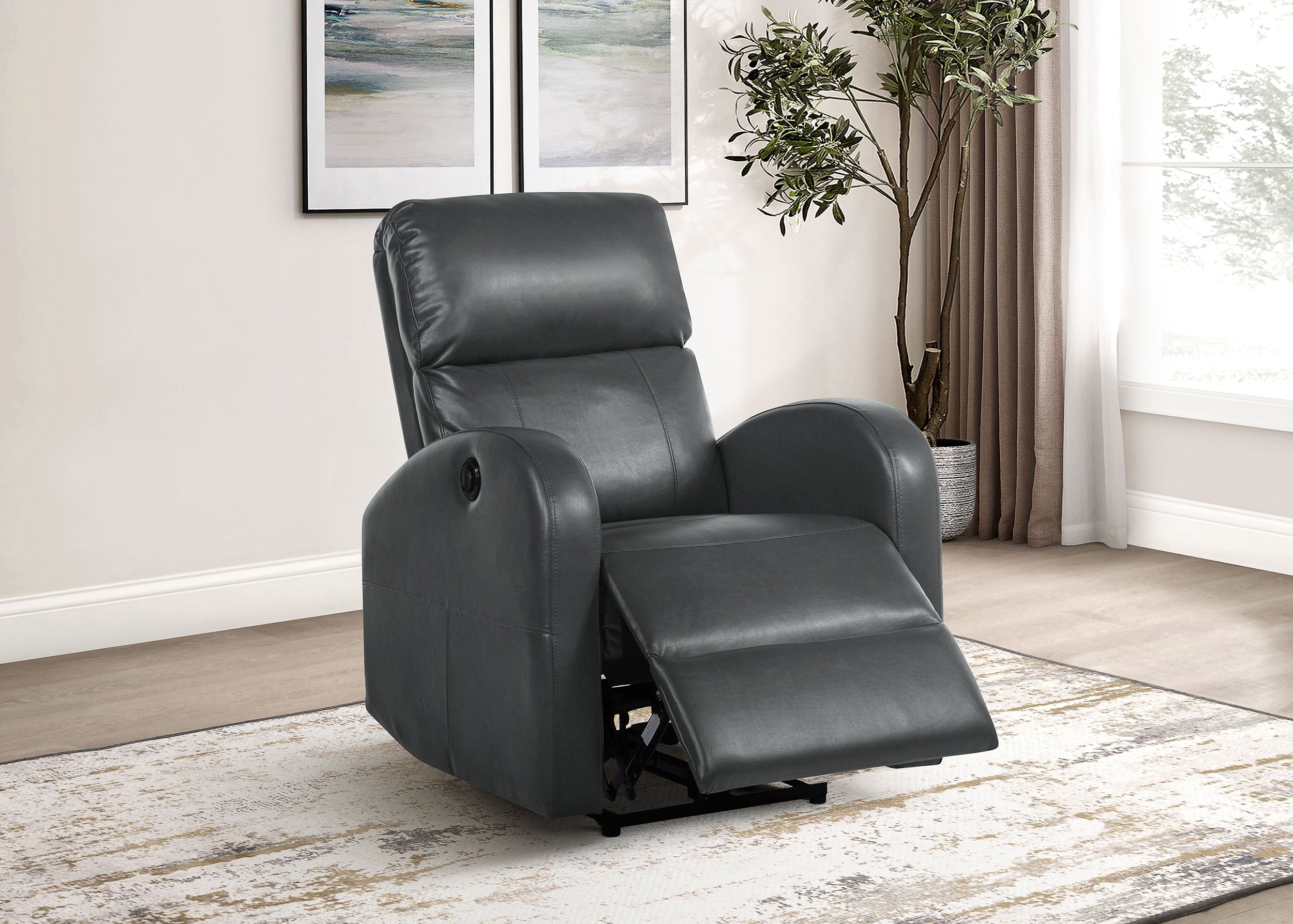 Grant Upholstered Power Recliner Chair Brown