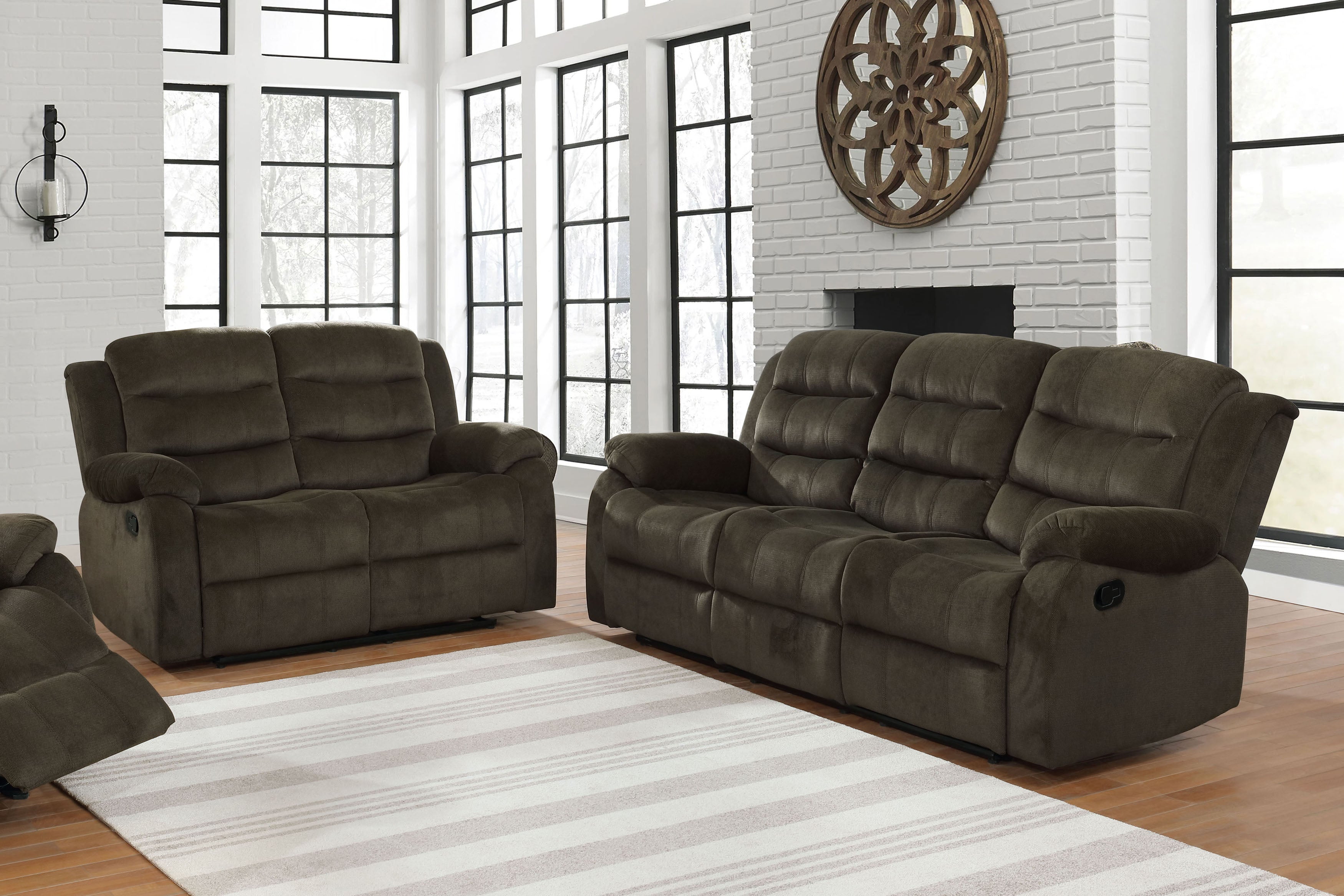 Rodman  Upholstered Reclining Sofa Set Olive Brown