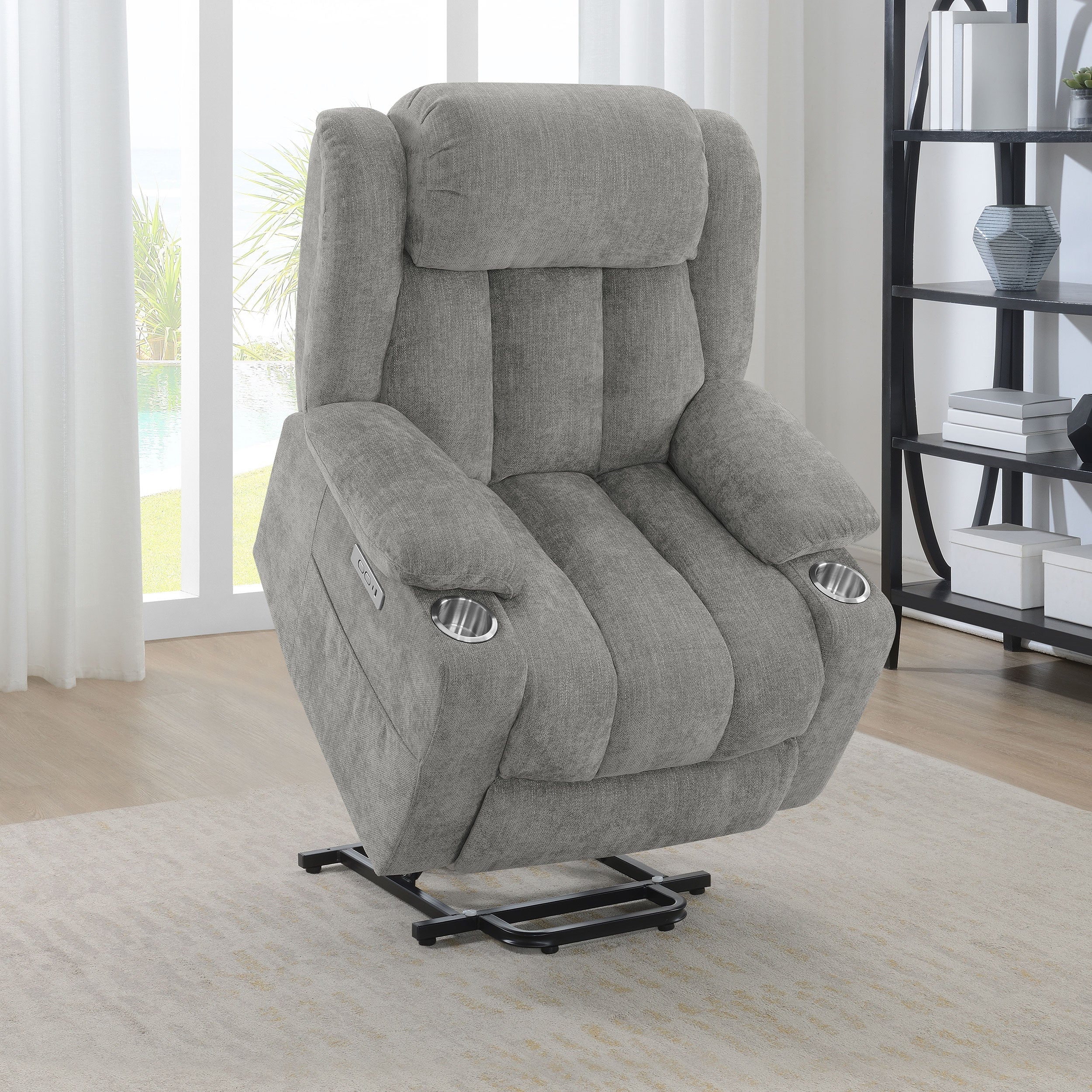 Houston Upholstered Power Lift Recliner Chair Camel