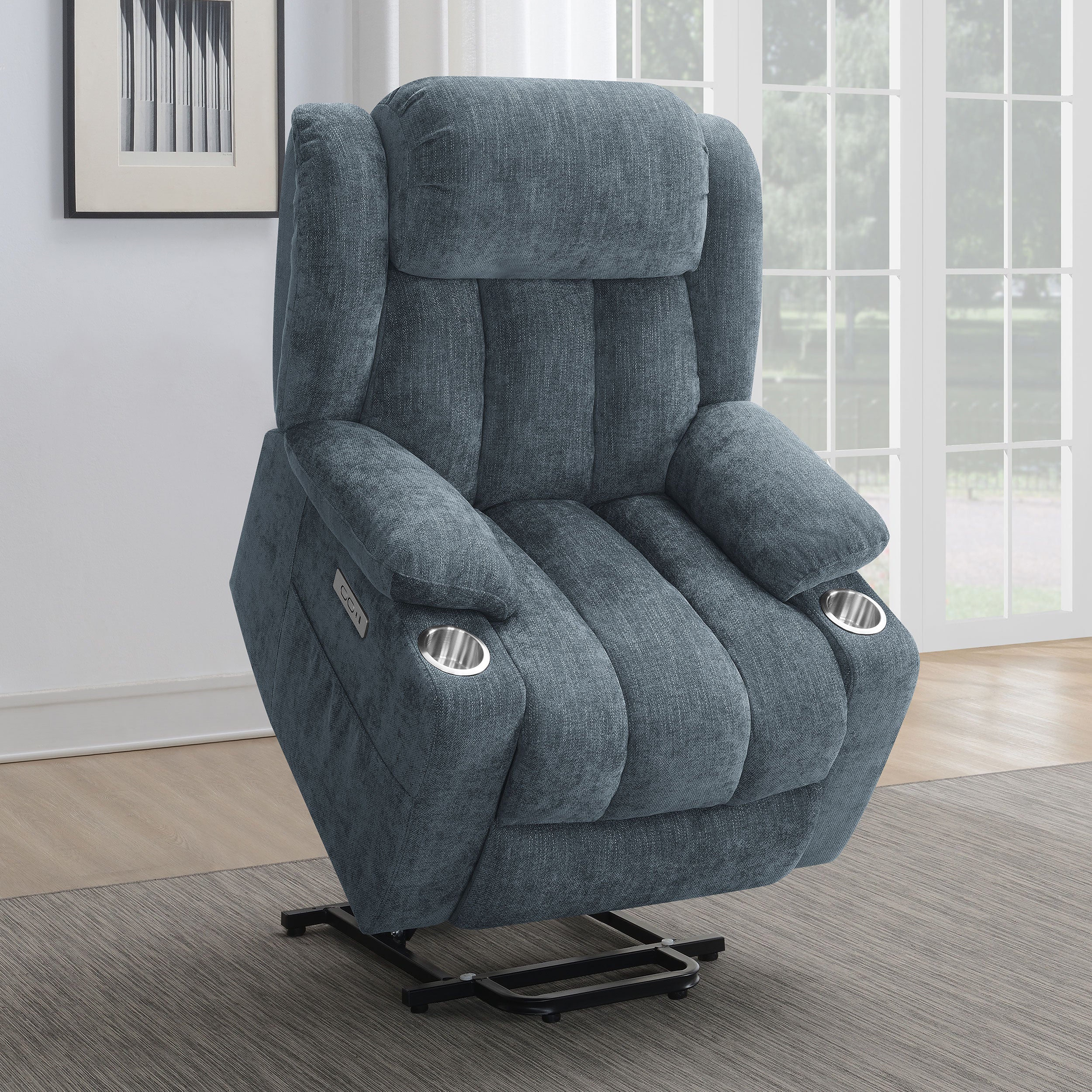 Houston Upholstered Power Lift Recliner Chair Camel