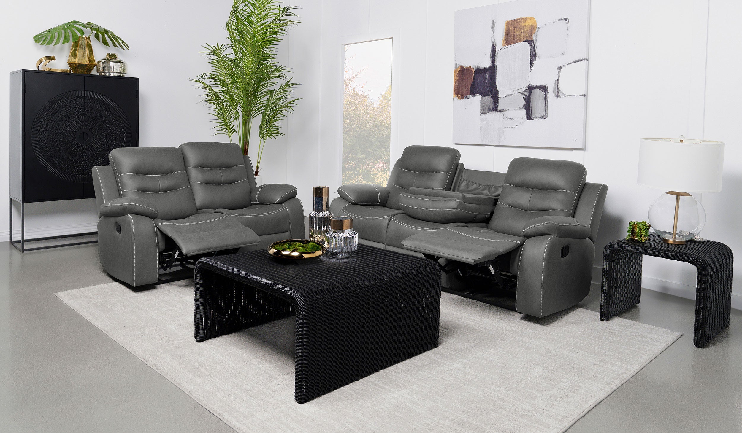 Nolan  Upholstered Sofa Set Charcoal