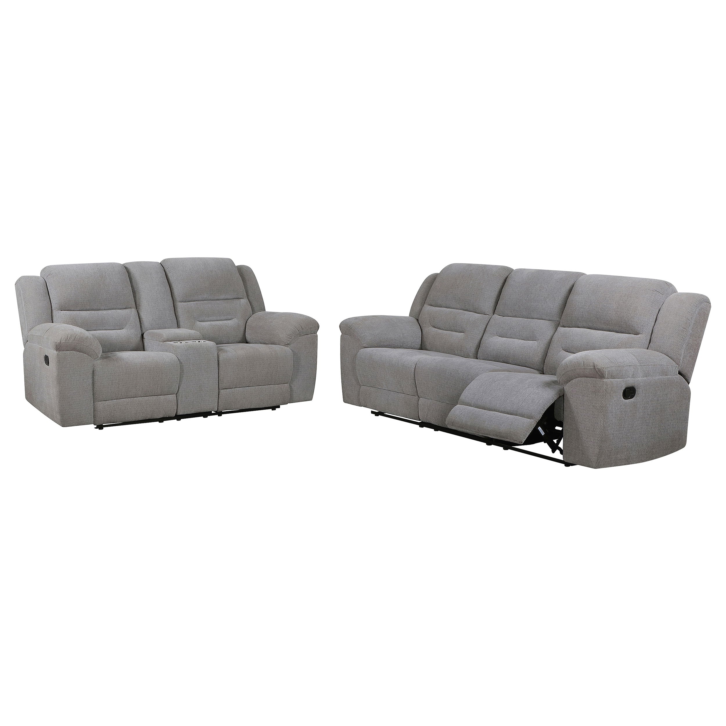 Gilson  Chenille Upholstered Reclining Sofa Set Grey