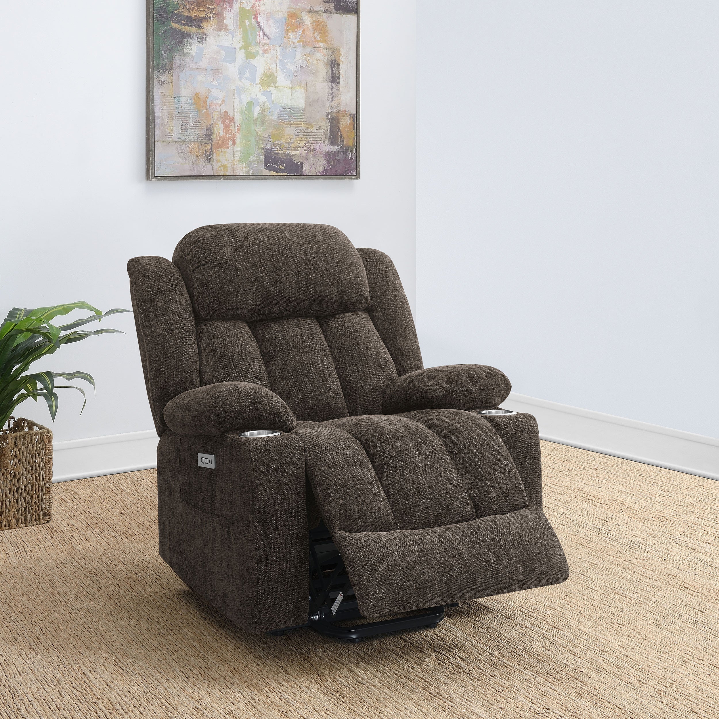 Houston Upholstered Power Lift Recliner Chair Camel