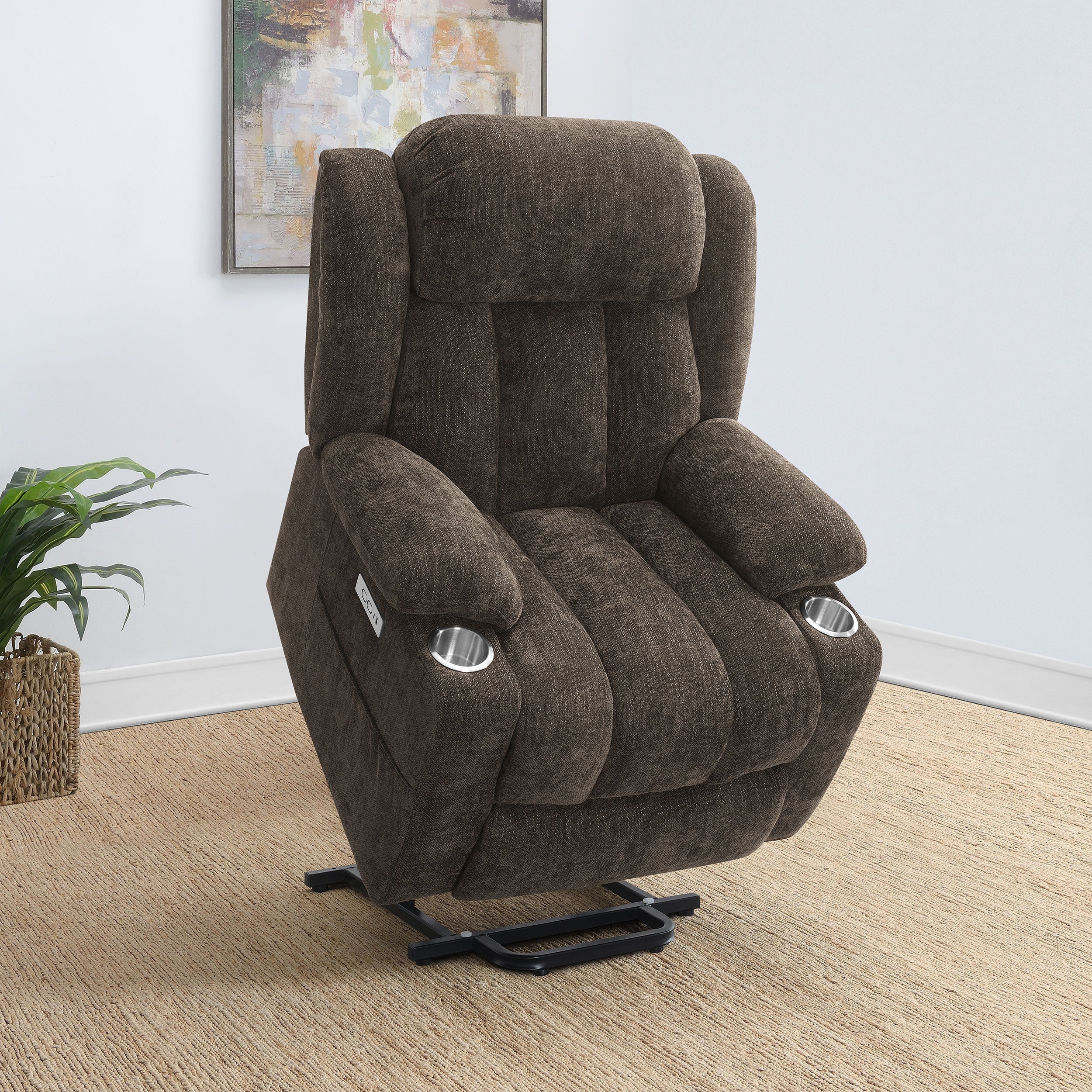 Houston Upholstered Power Lift Recliner Chair Camel