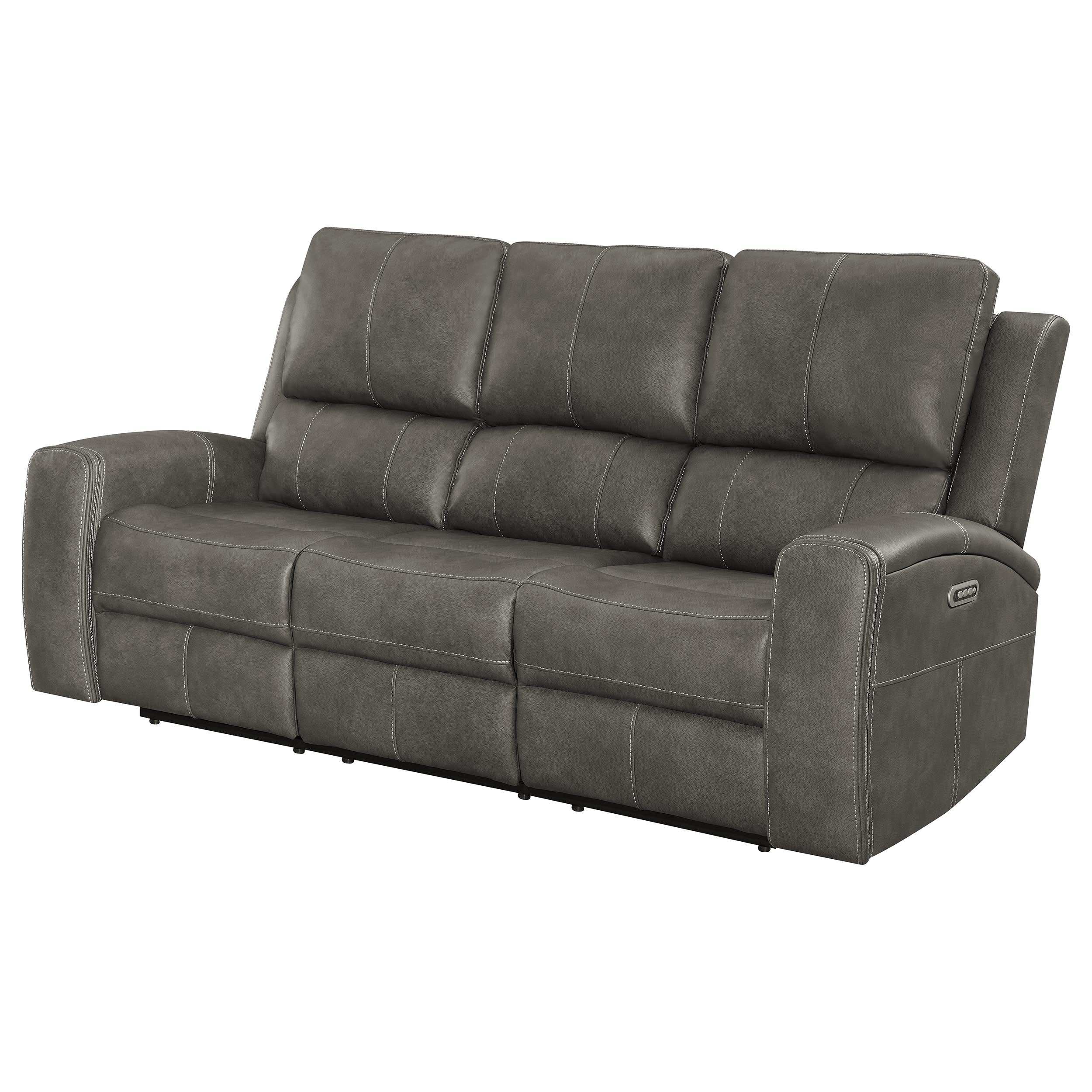 Brickston Triple Power Reclining Sofa Charcoal