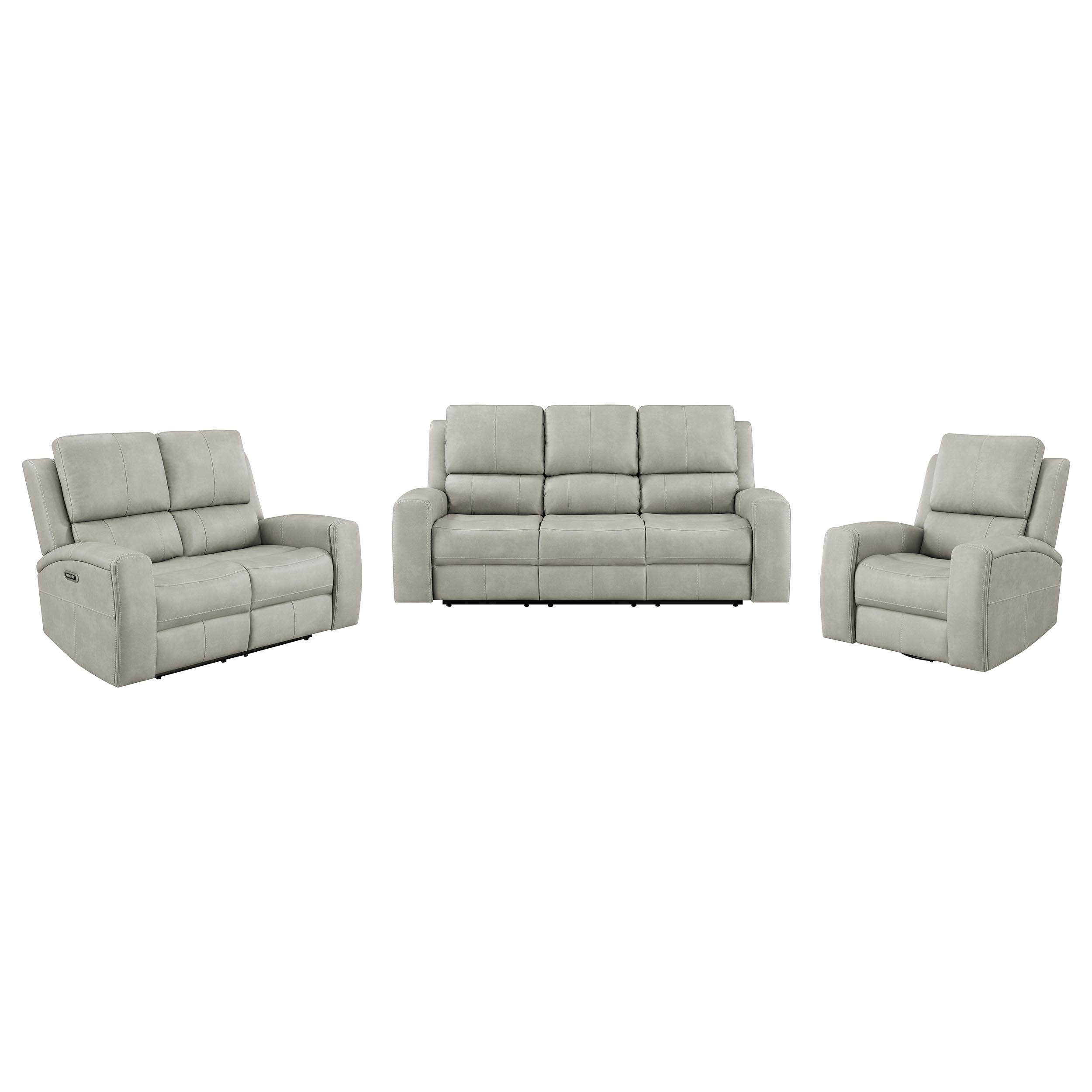 Brickston Triple Power Reclining Sofa Set Grey