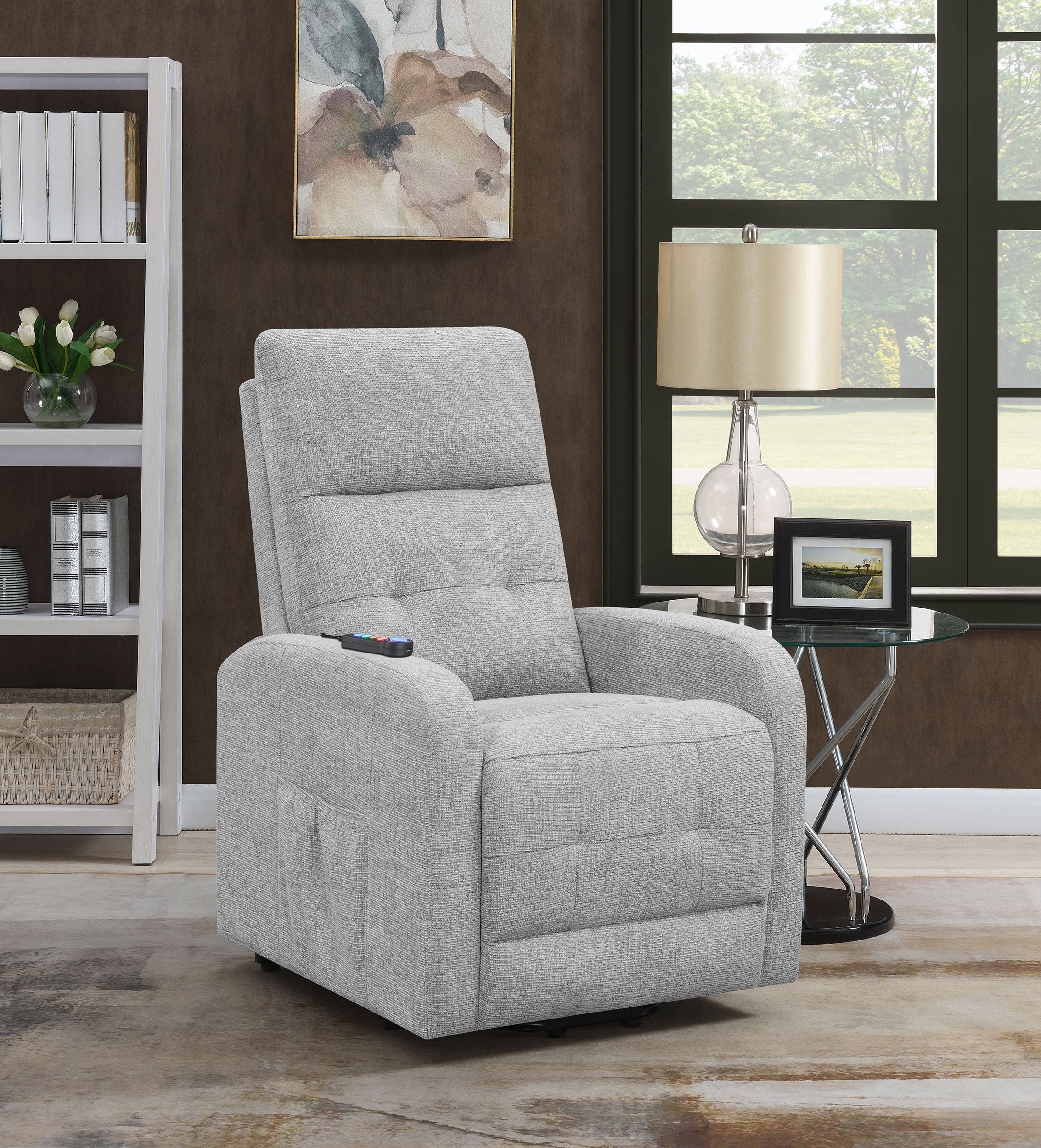 Howie Upholstered Power Lift Massage Chair Charcoal