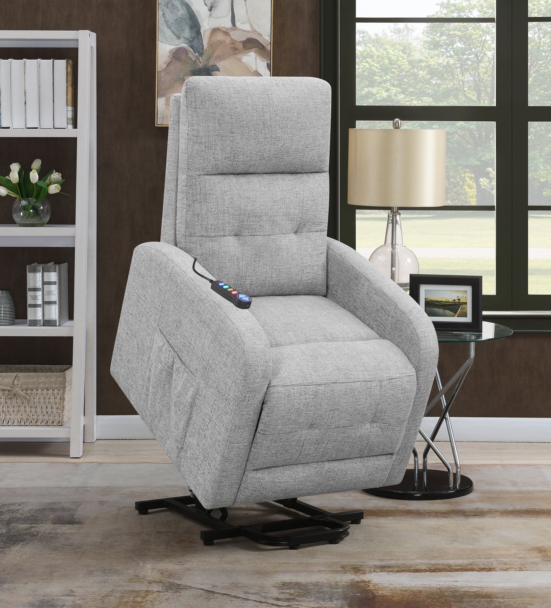 Howie Upholstered Power Lift Massage Chair Charcoal