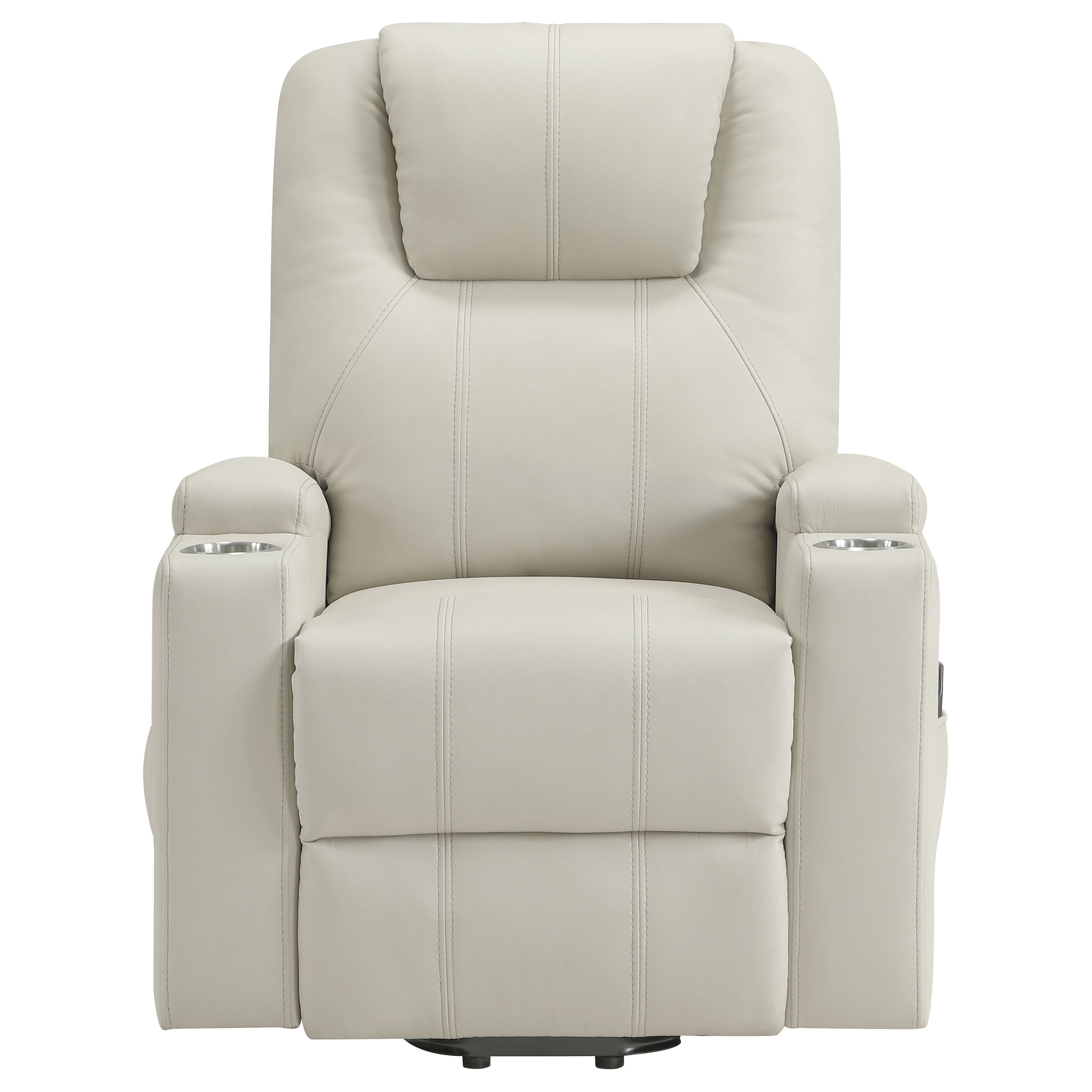 Armstrong Upholstered Power Lift Massage Recliner Ivory