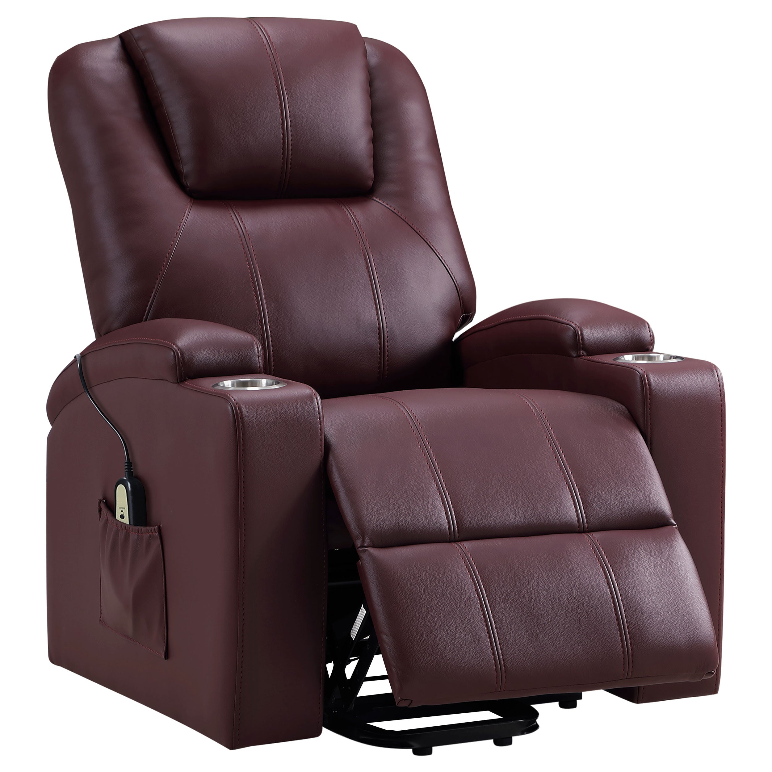 Armstrong Upholstered Power Lift Massage Recliner Black