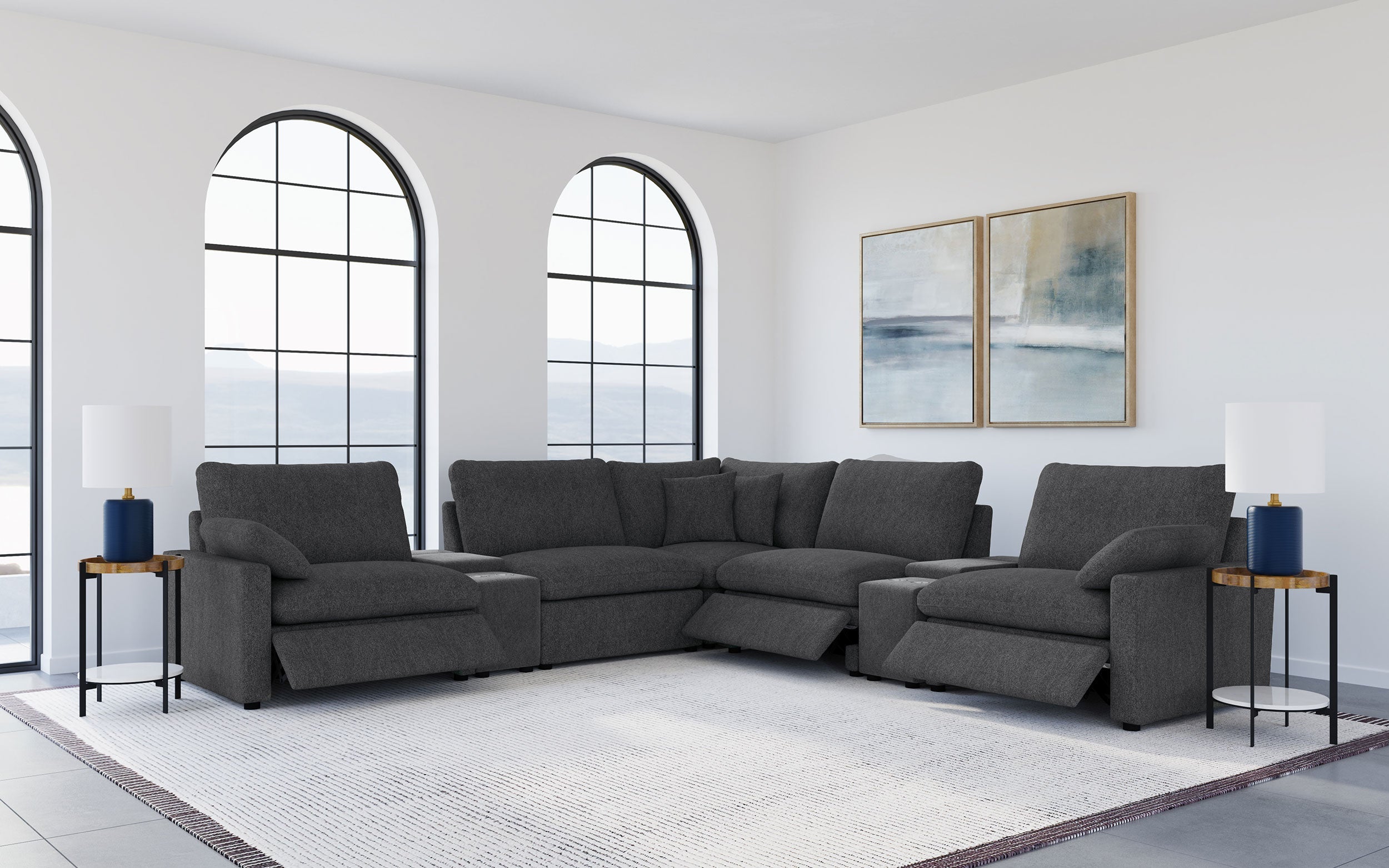 Collins Modular Power Reclining Sectional Dark Grey