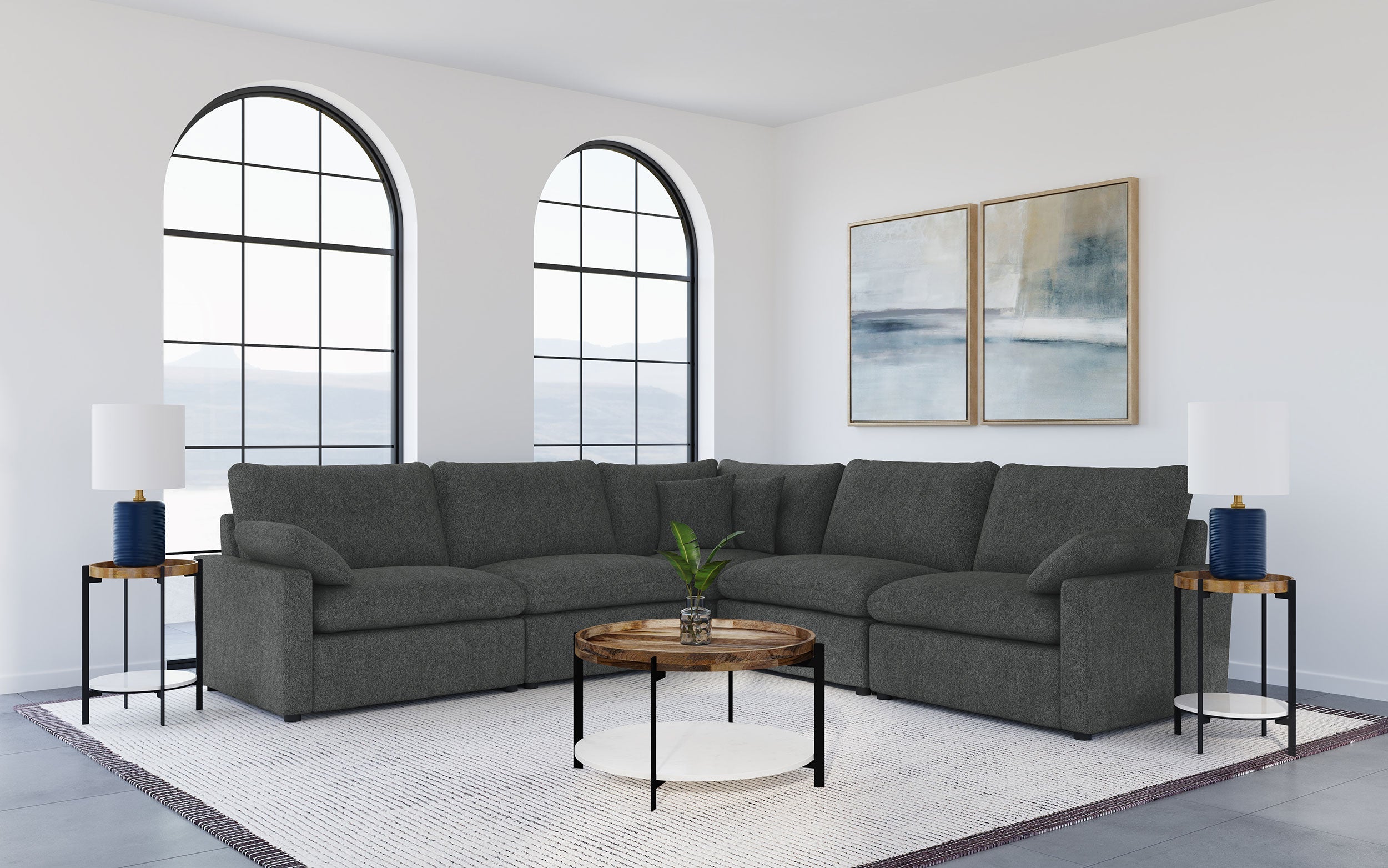 Collins Modular Power Reclining Sectional Dark Grey