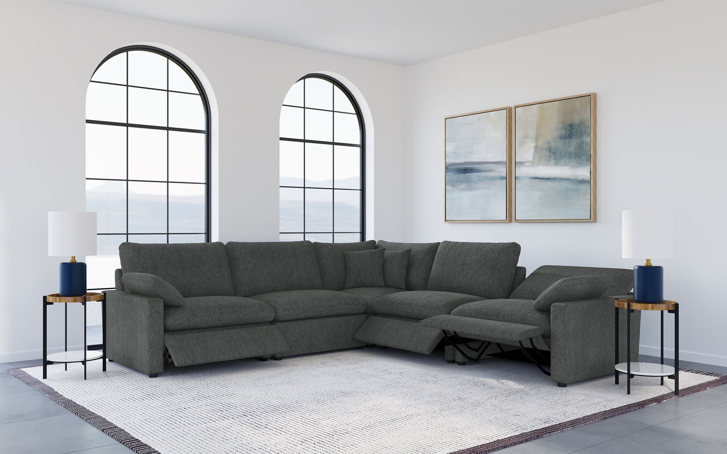 Collins Modular Power Reclining Sectional Dark Grey