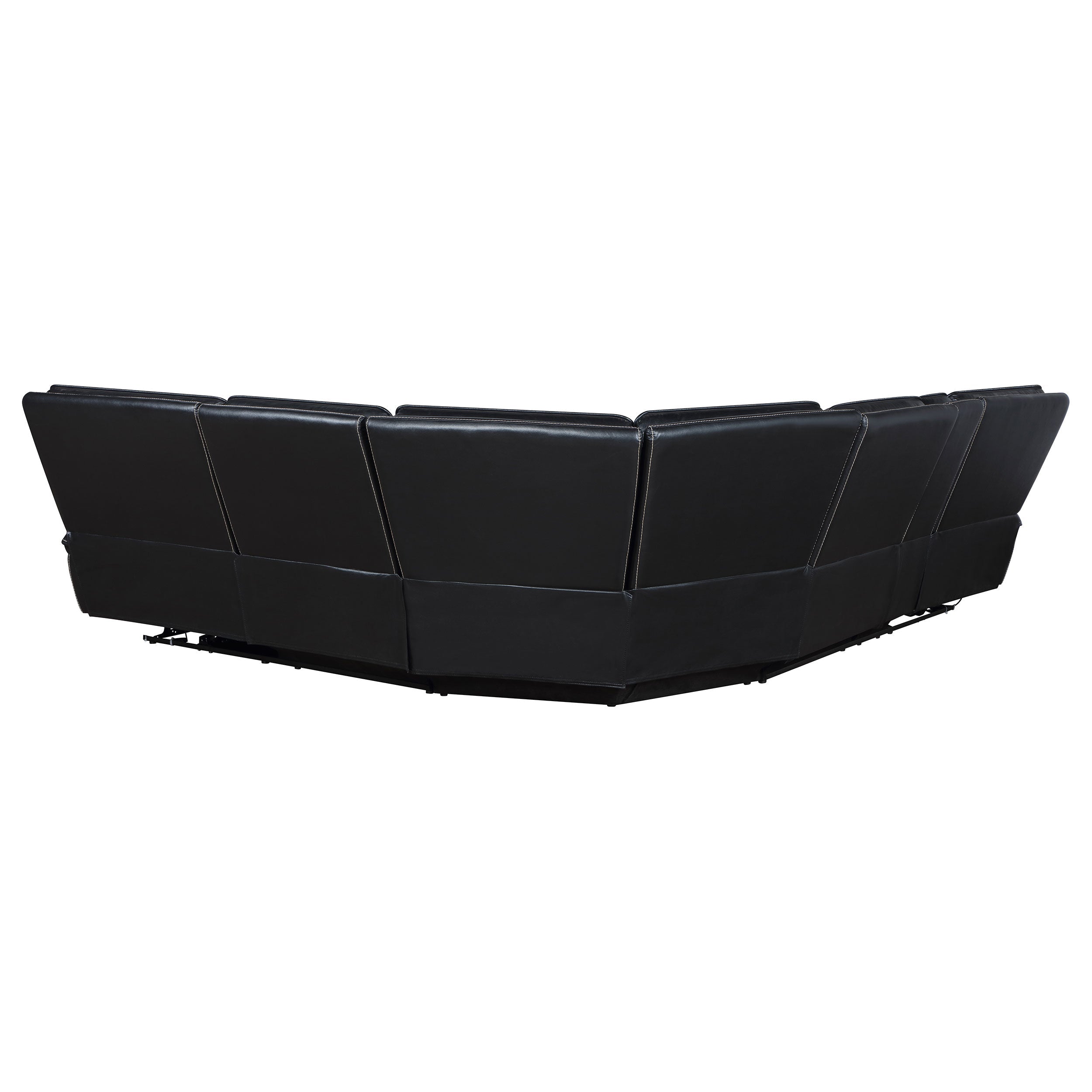 Hewitt Leather Upholstered Power Reclining Sectional Sofa, Black