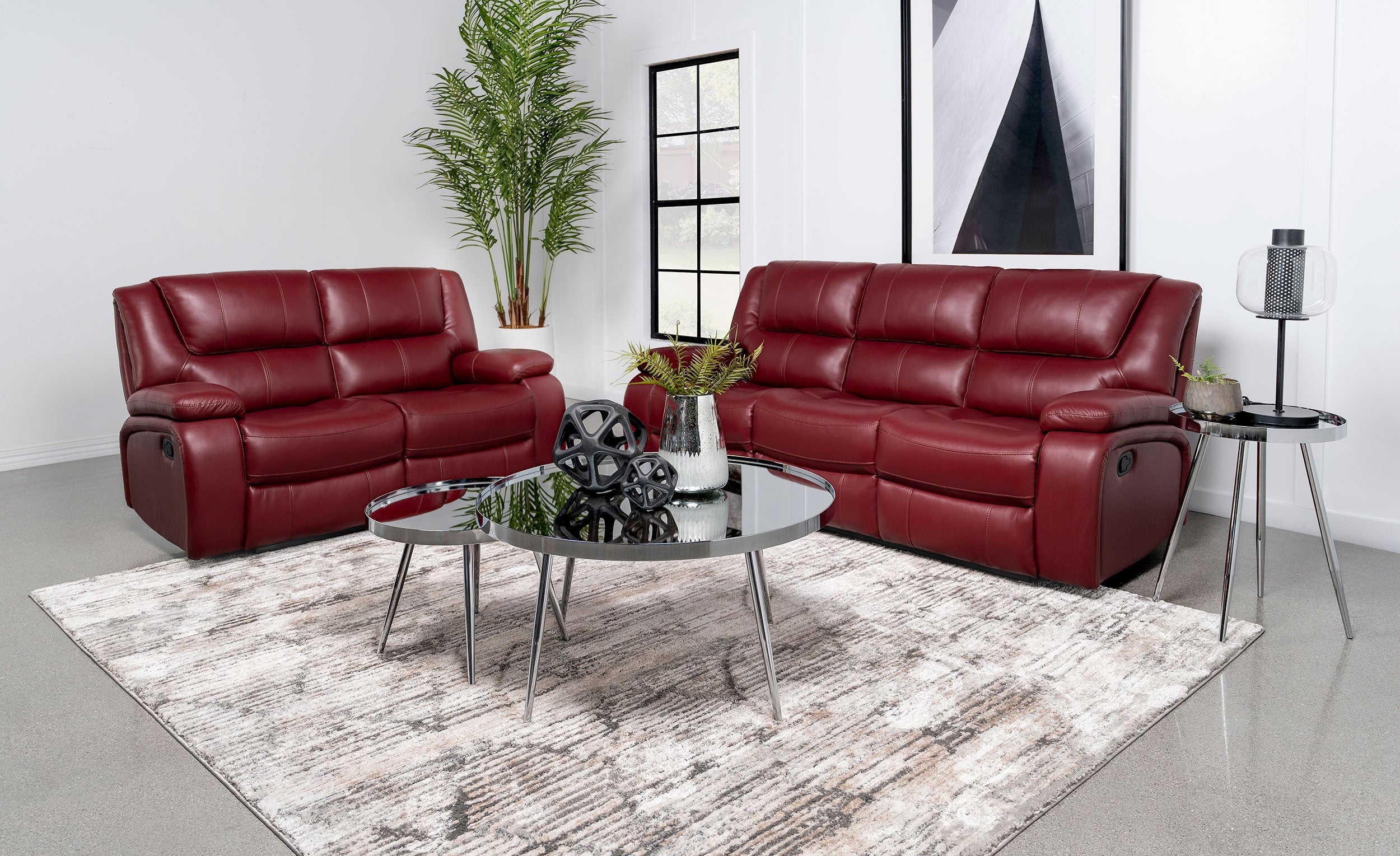 Camila  Upholstered Motion Reclining Sofa Set Black