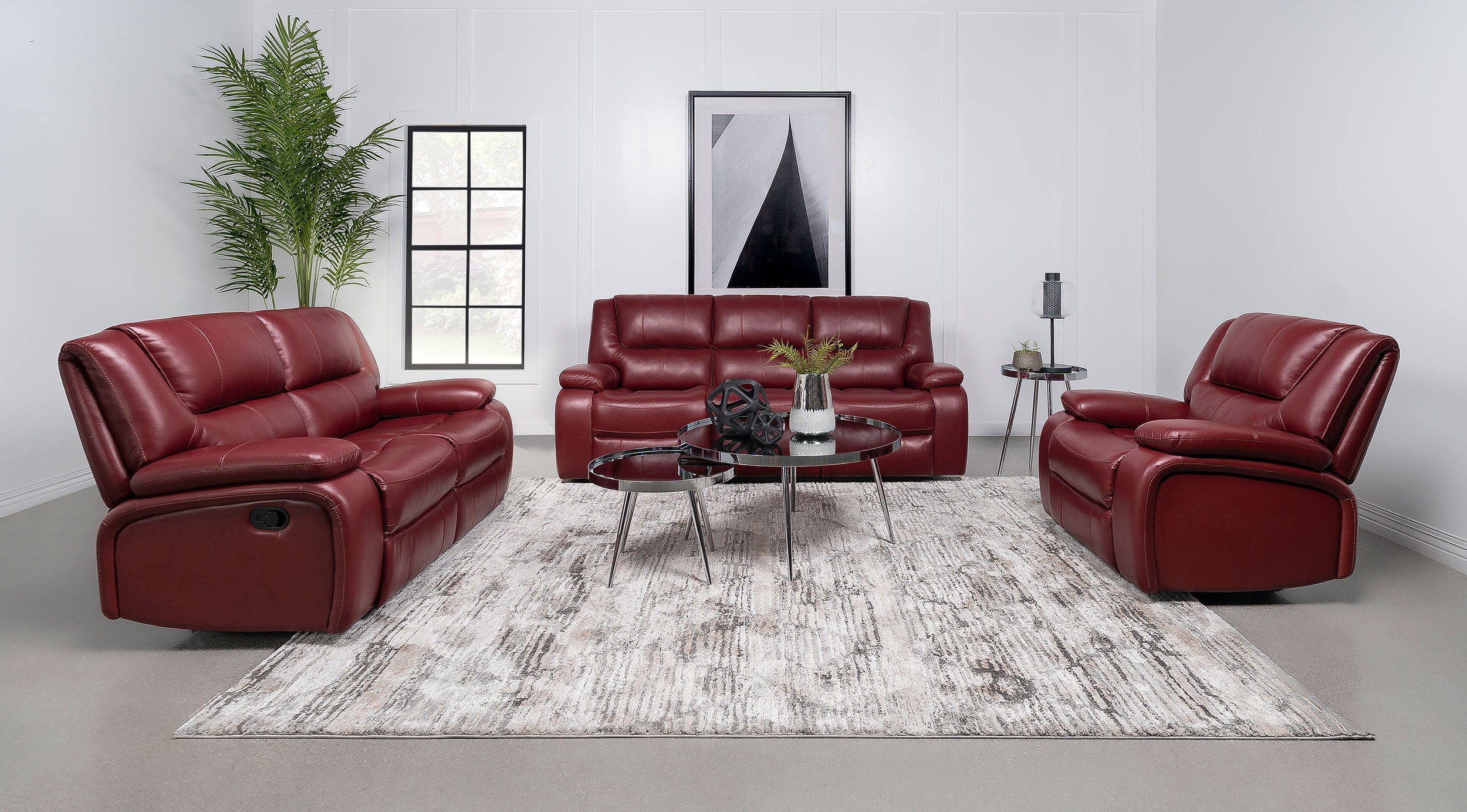 Camila  Upholstered Motion Reclining Sofa Set Black