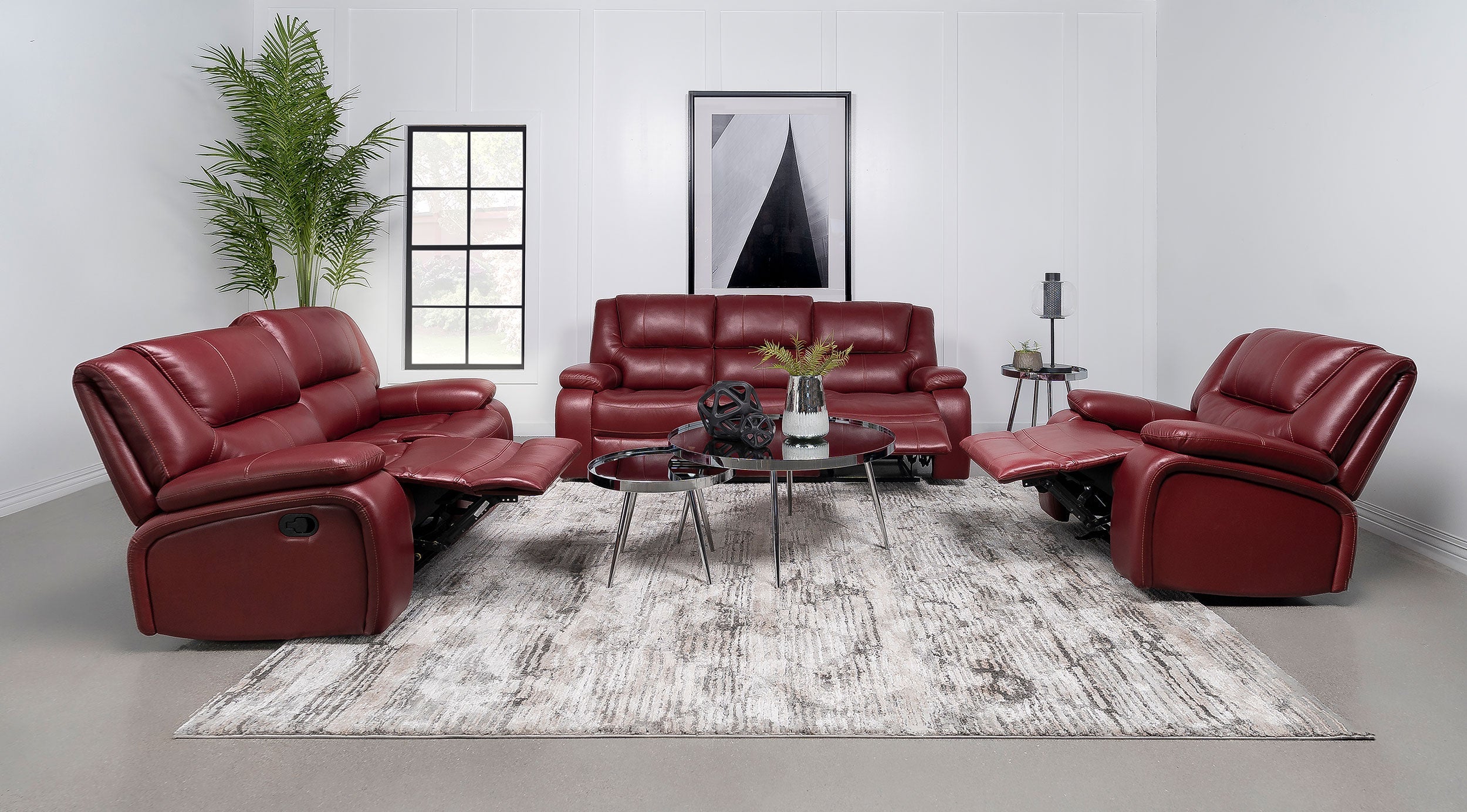 Camila  Upholstered Motion Reclining Sofa Set Black