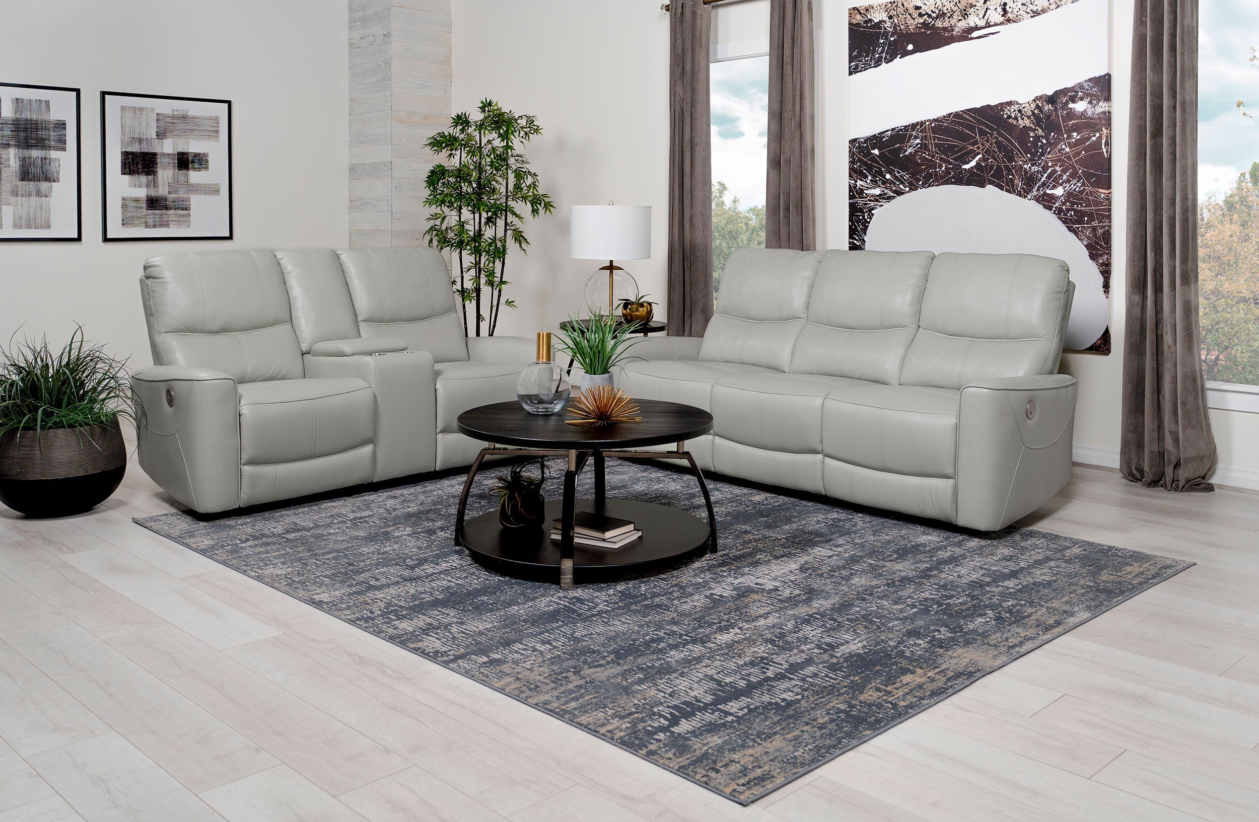 Greenfield  Power Reclining Sofa Set Dove Grey