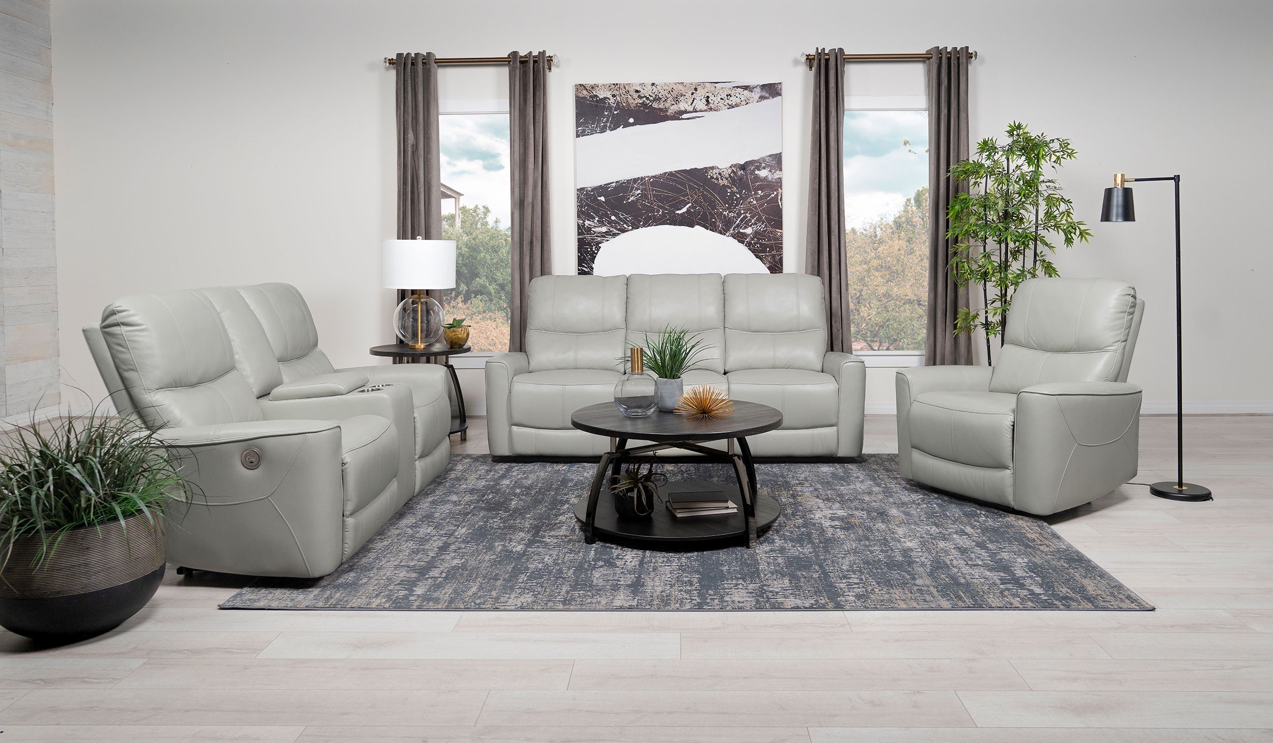 Greenfield  Power Reclining Sofa Set Dove Grey