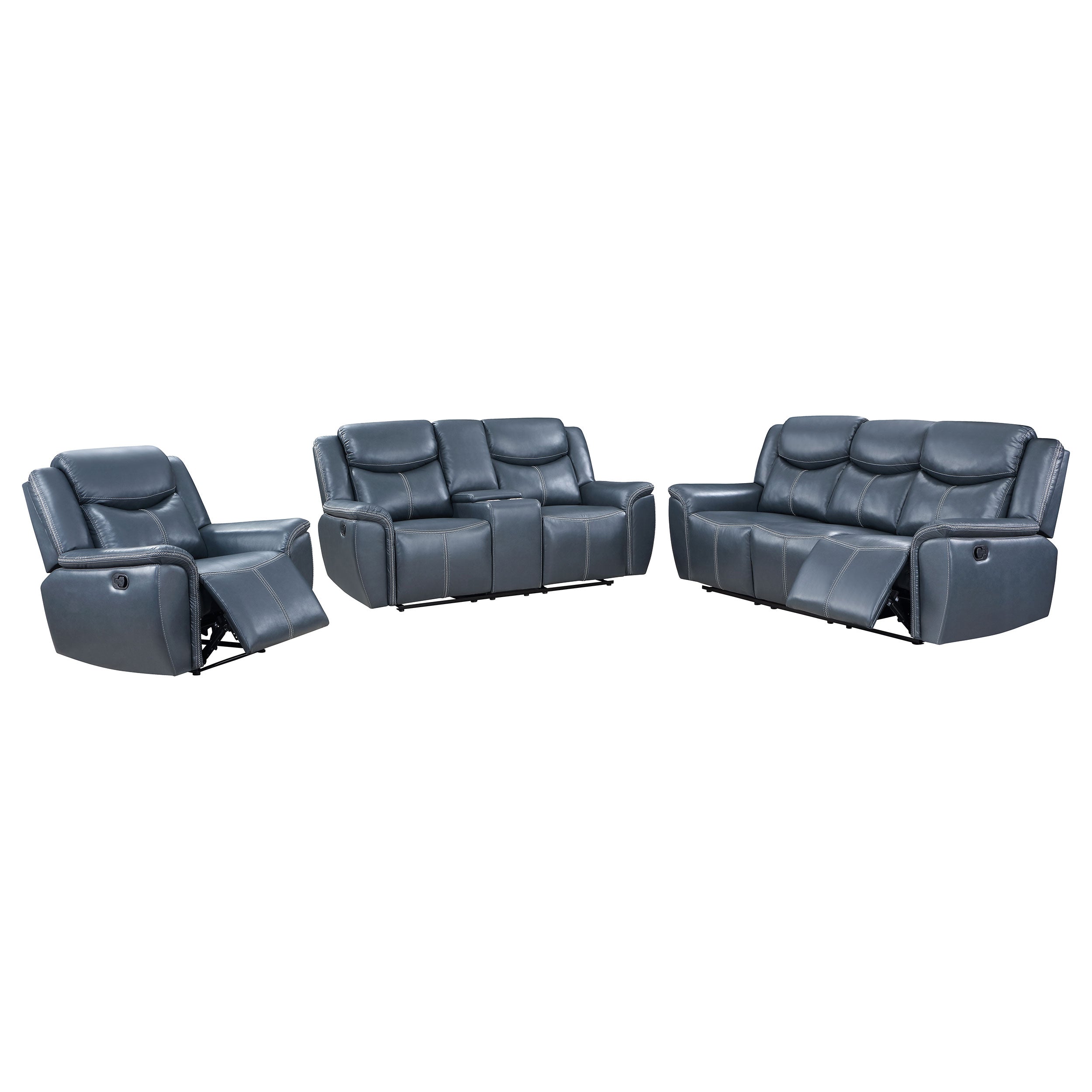 Sloane  Upholstered Reclining Sofa Set Blue