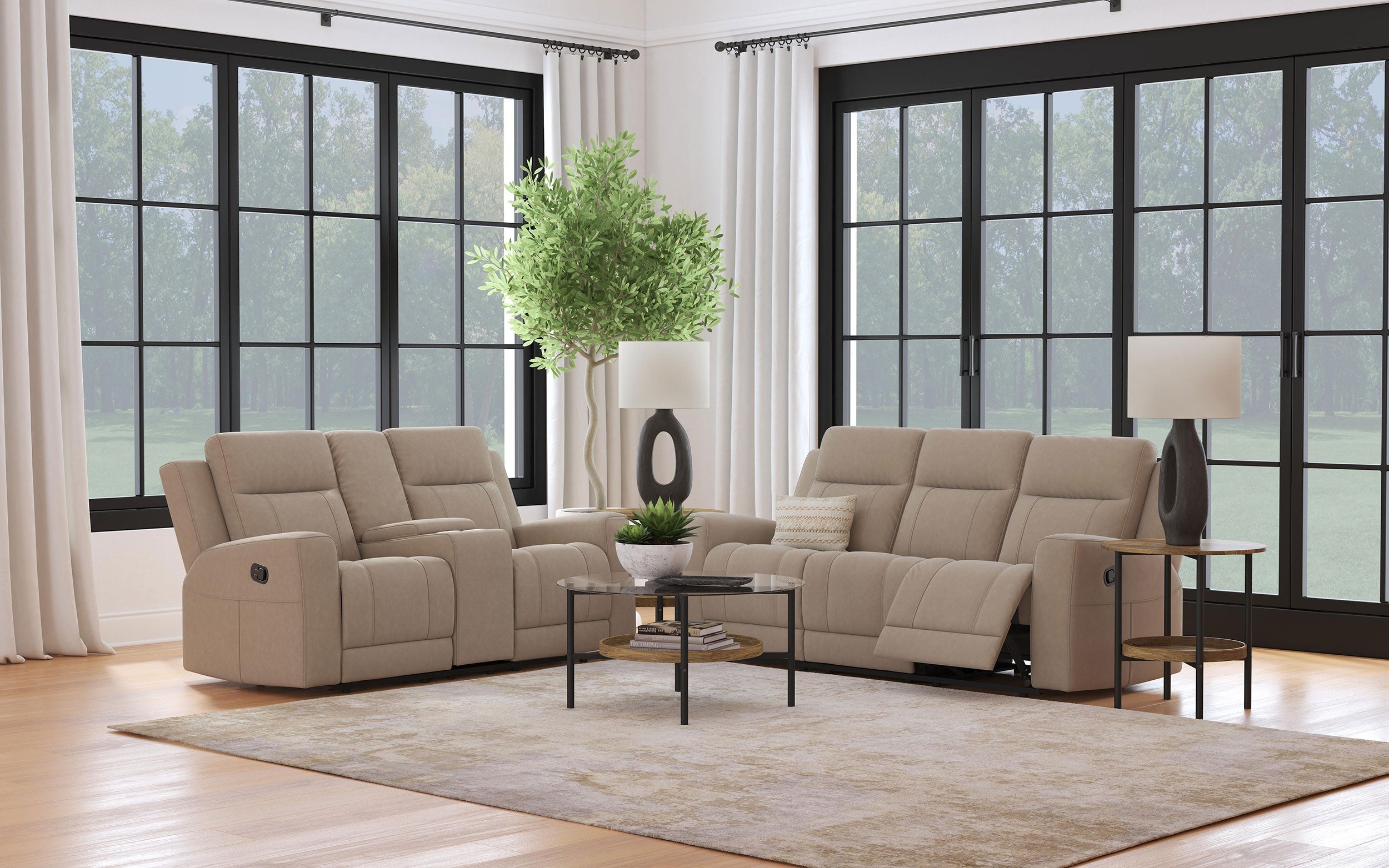 Brentwood  Upholstered Reclining Sofa Set Charcoal