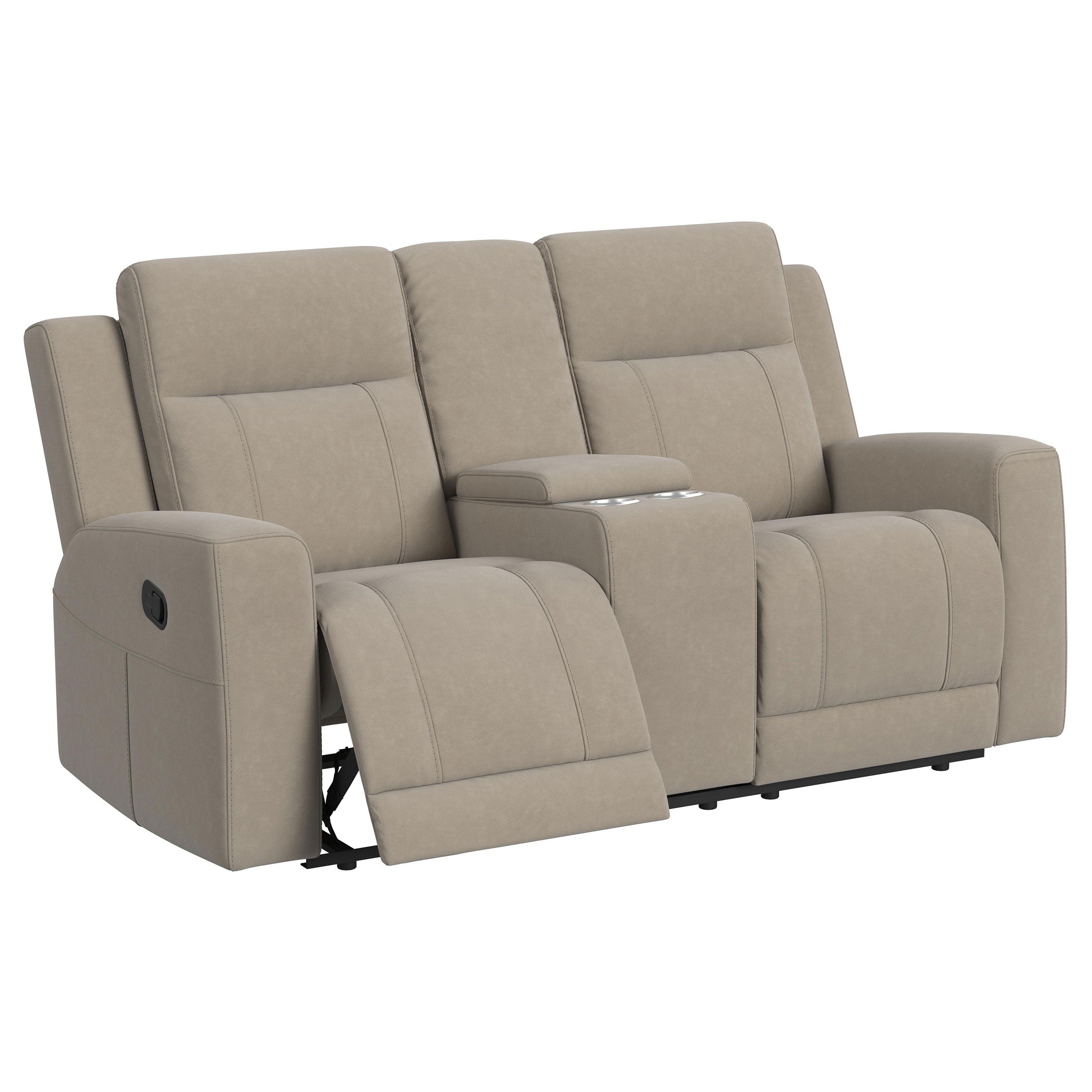 Brentwood Upholstered Reclining Sofa and Loveseat Set, Taupe