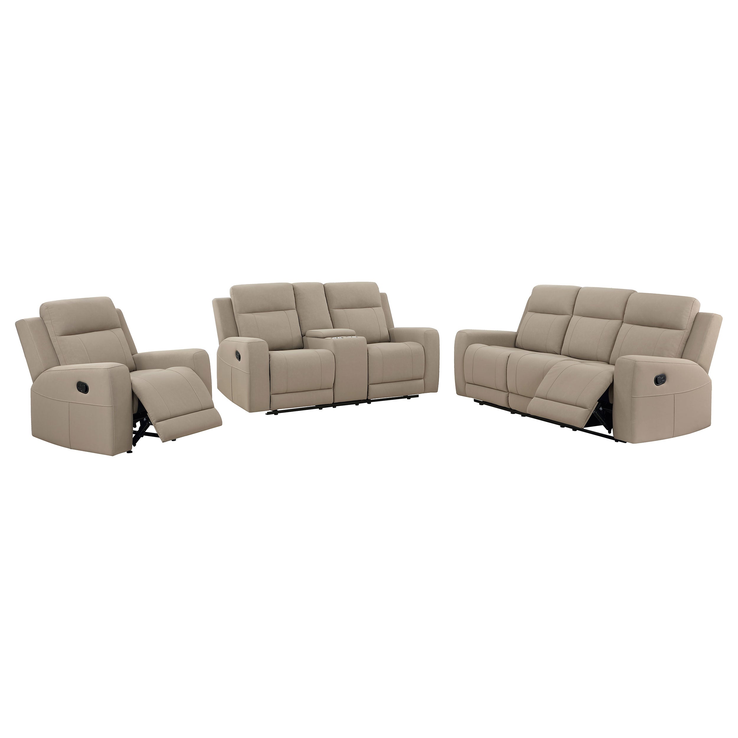 Brentwood Upholstered Reclining Sofa and Loveseat Set, Taupe