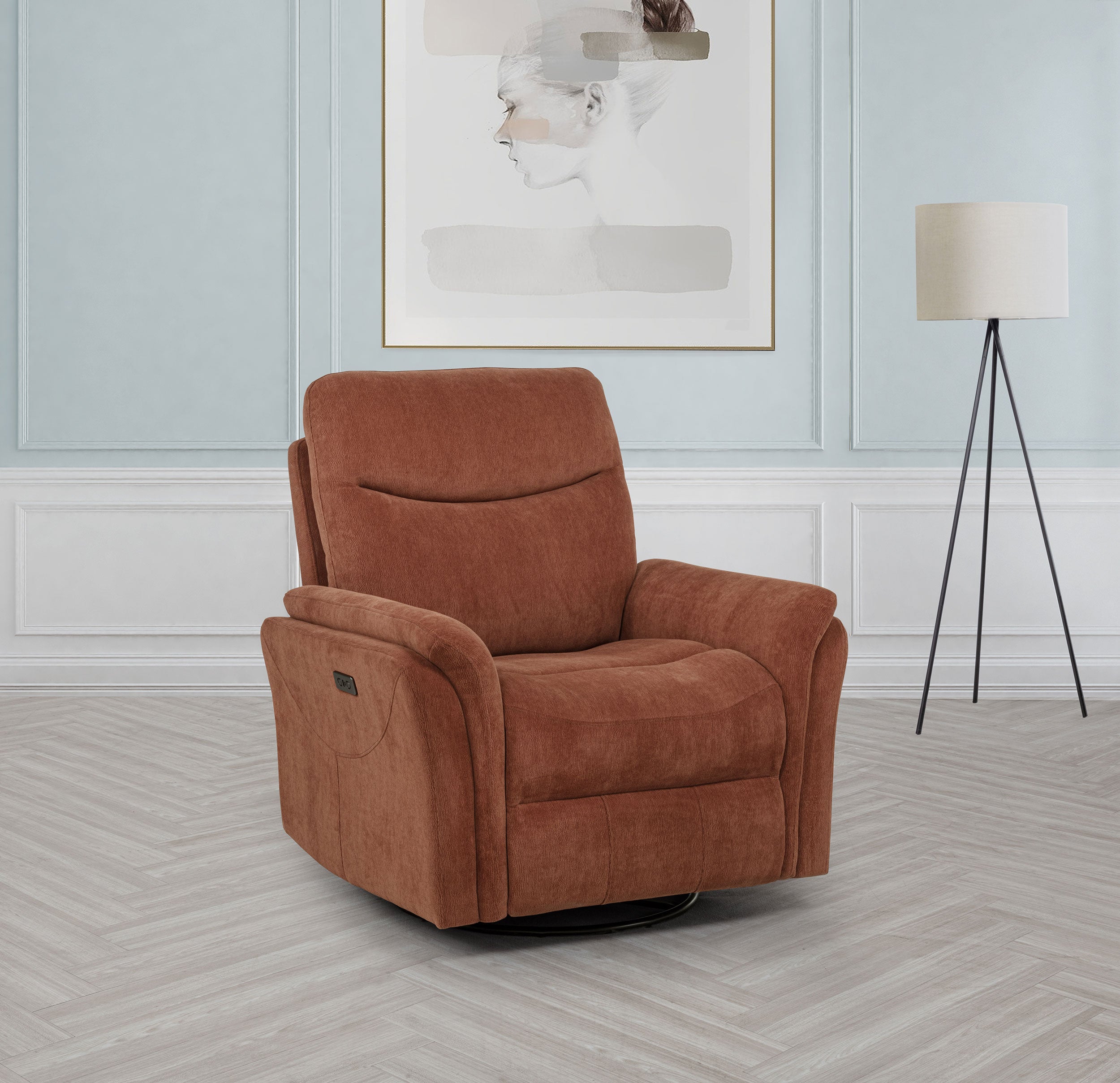 Adler Upholstered Power Swivel Glider Recliner