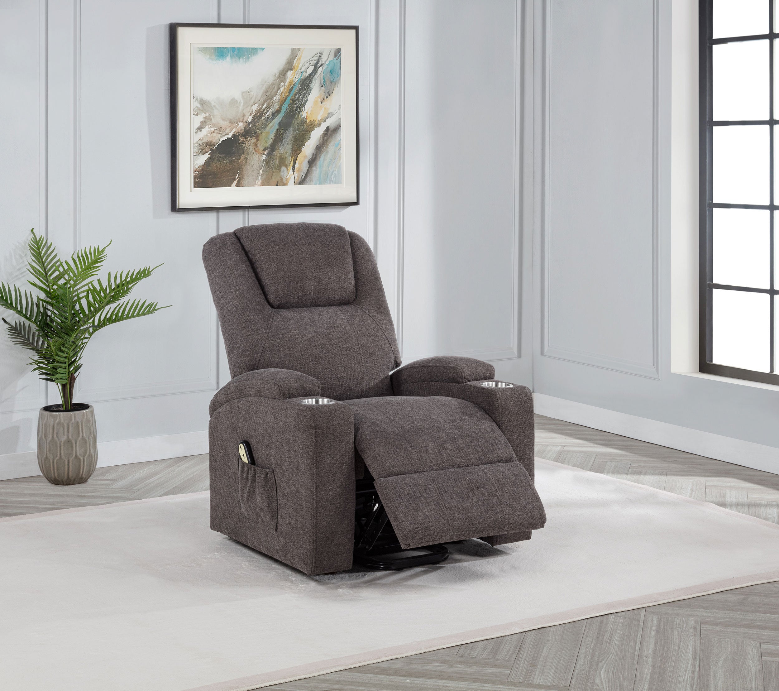 Louie Chenille Upholstered Power Lift Massage Chair