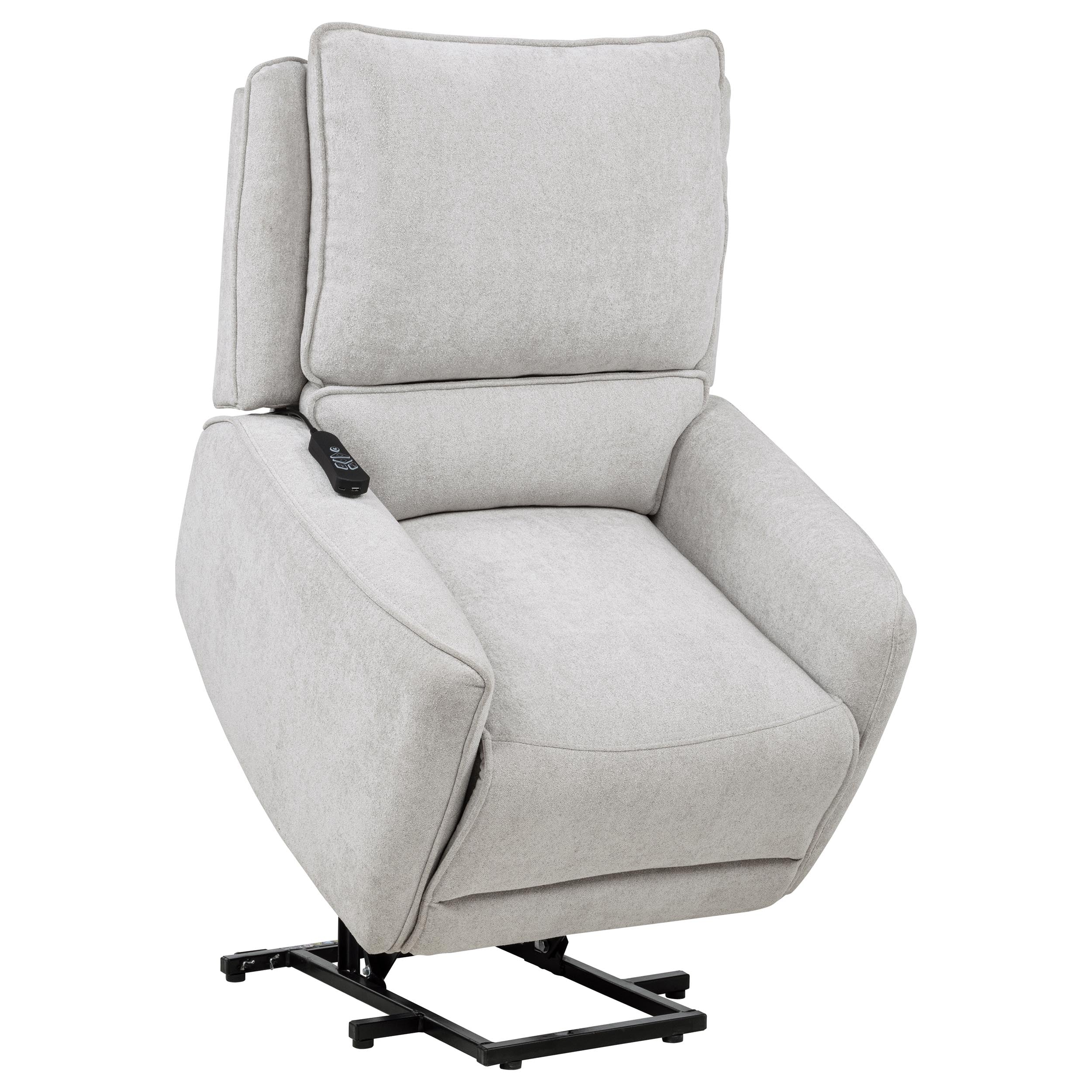 Sylmar Chenille Upholstered Dual Power Lift Recliner Grey