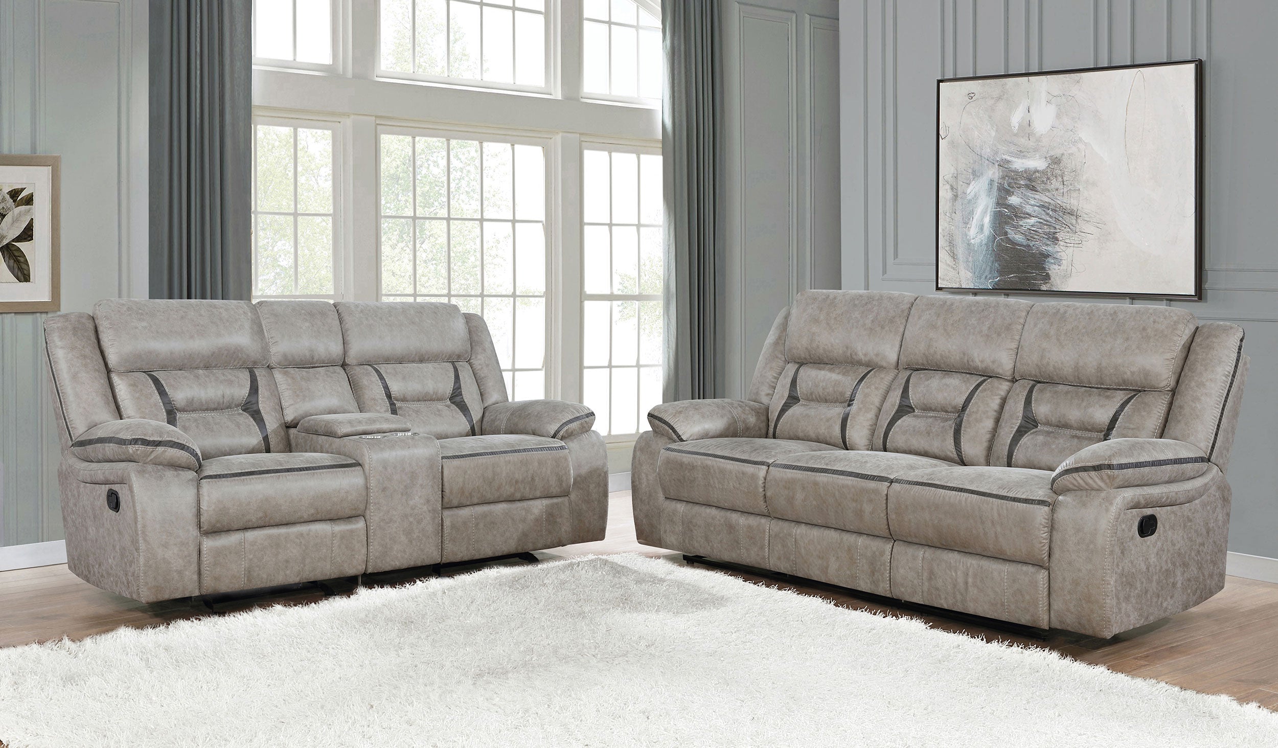 Greer  Upholstered Reclining Sofa Set Brown