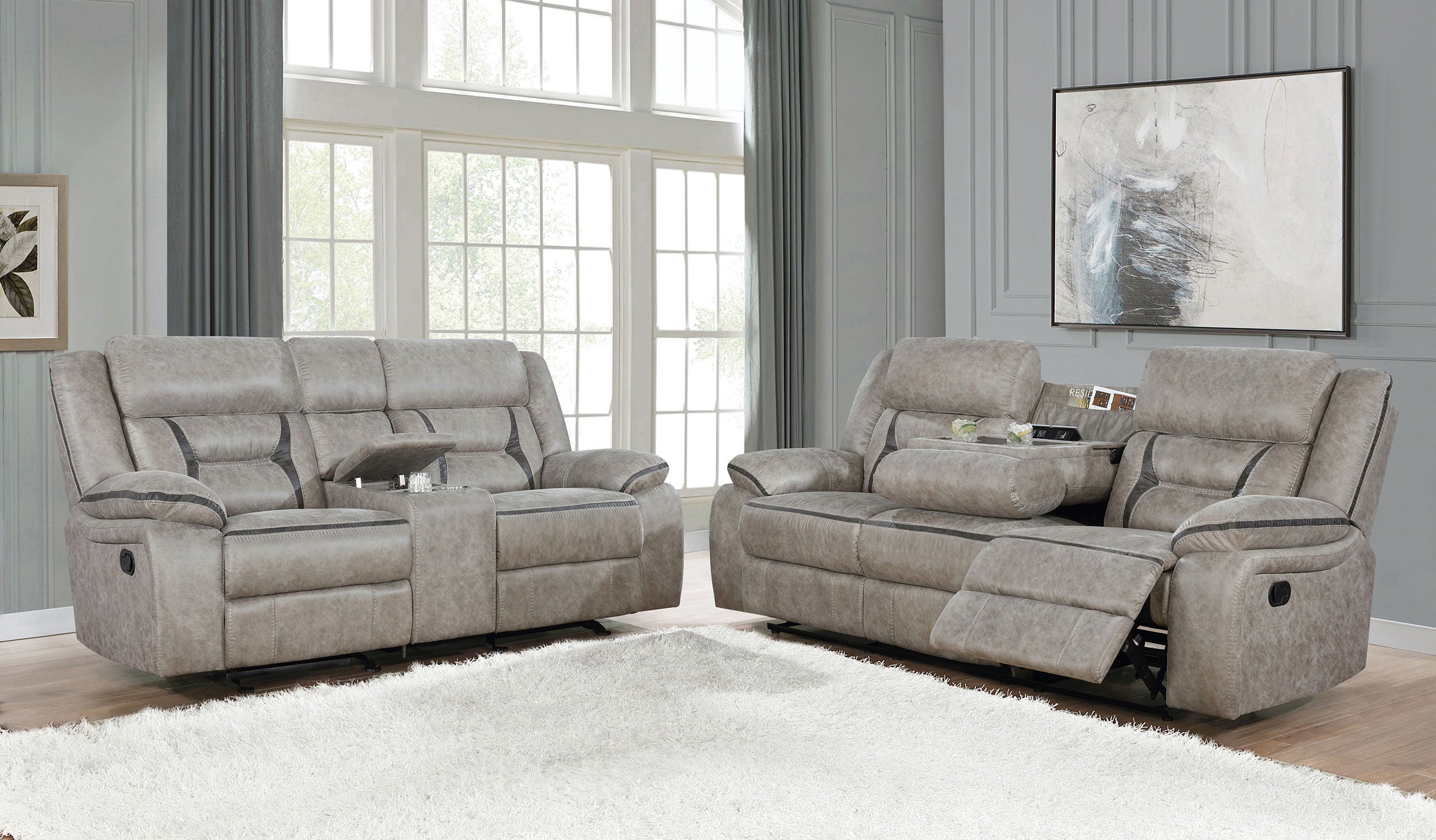 Greer  Upholstered Reclining Sofa Set Brown