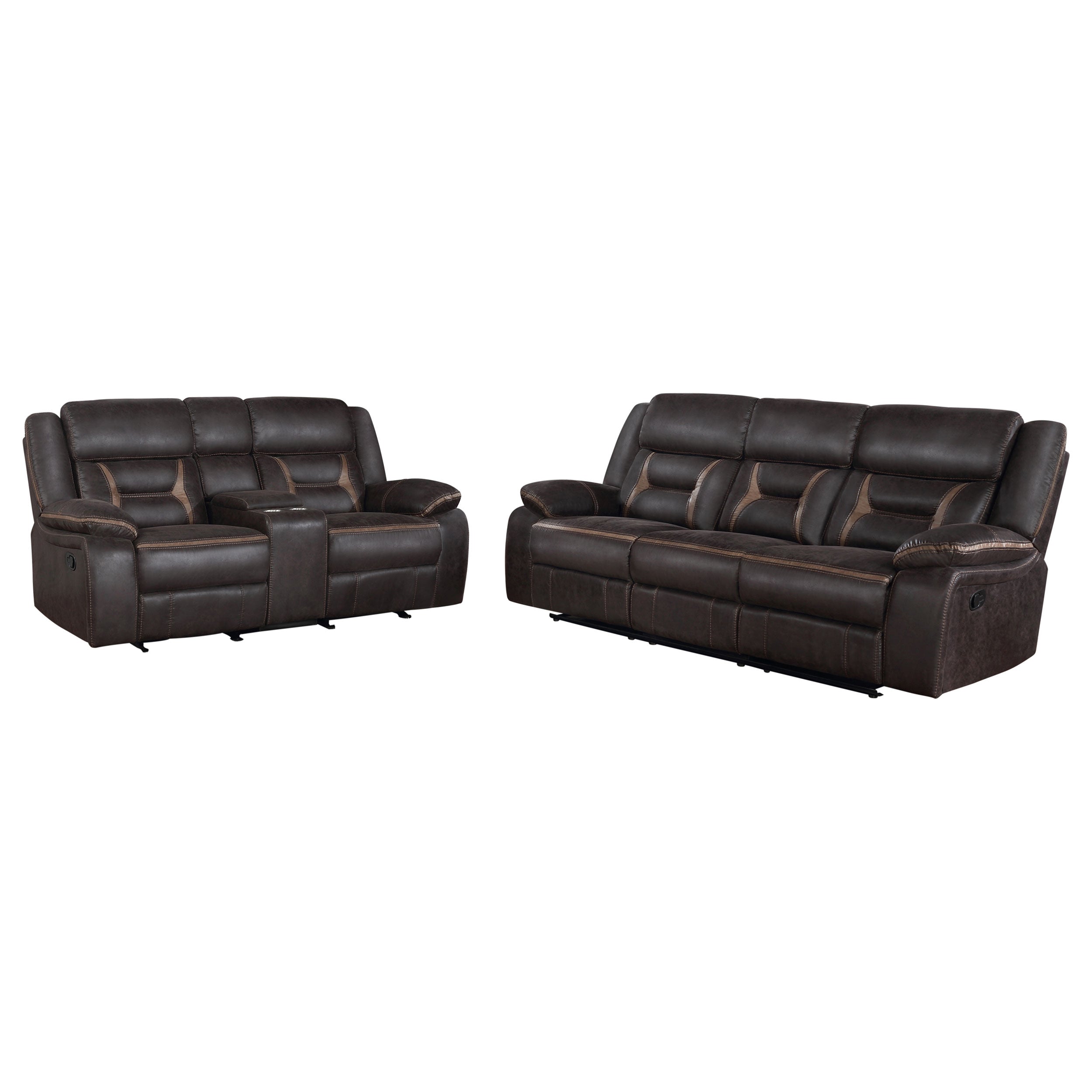 Greer  Upholstered Reclining Sofa Set Brown