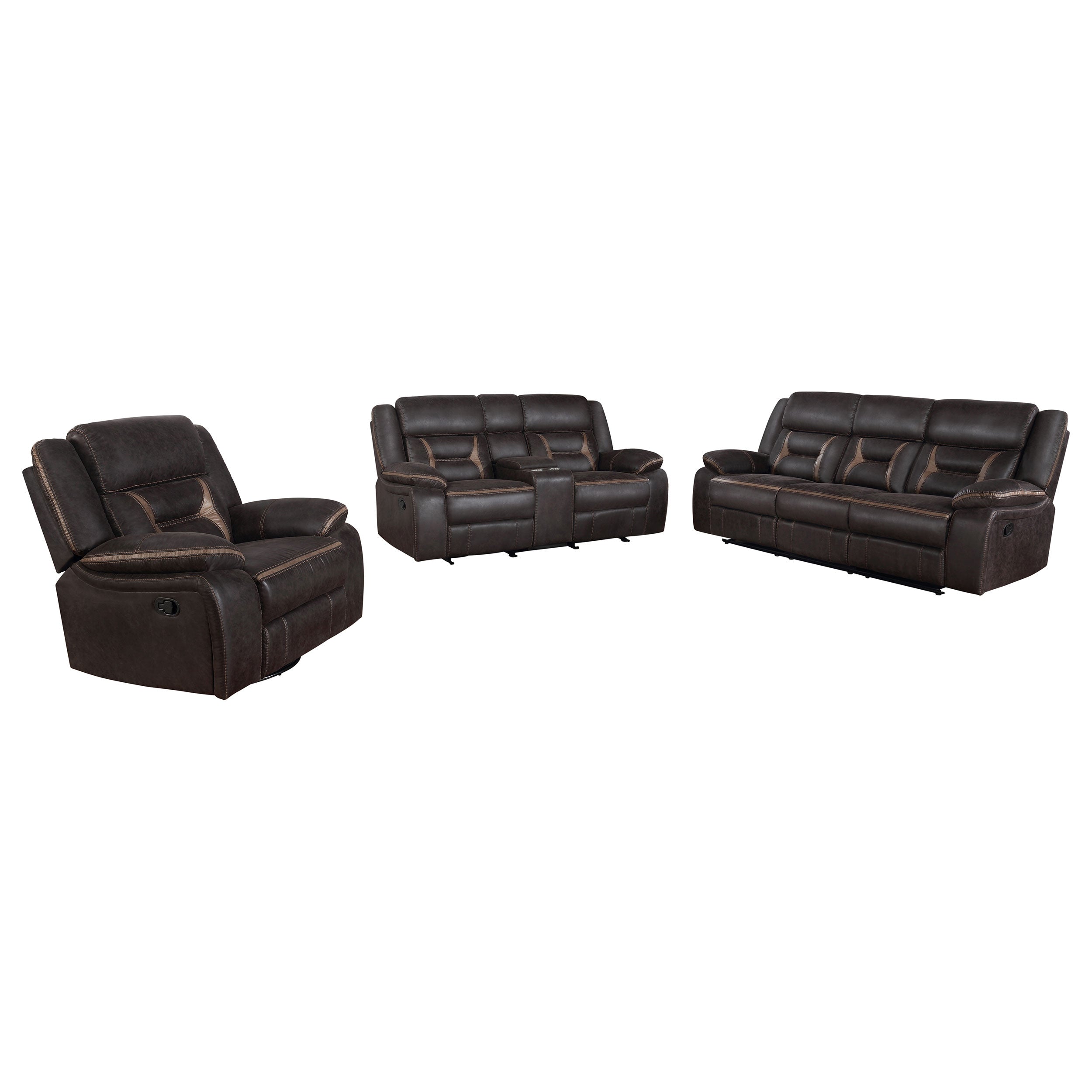 Greer  Upholstered Reclining Sofa Set Brown