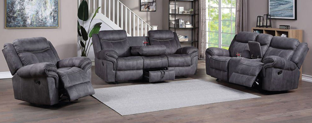 LV4222 Knoxville Grey Reclining Sofa, Loveseat and Recliner