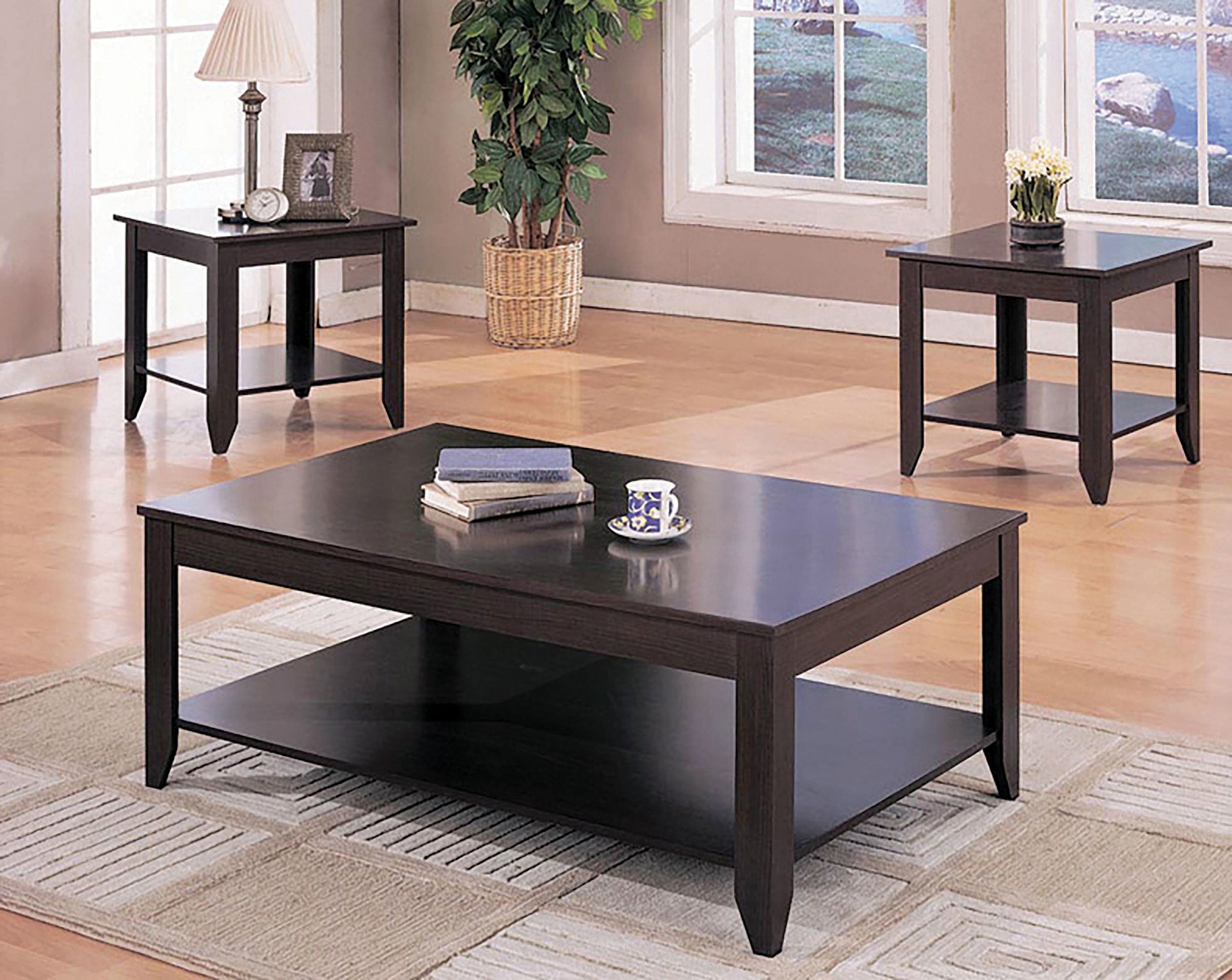 Brooks Rectangular Coffee Table Set Cappuccino