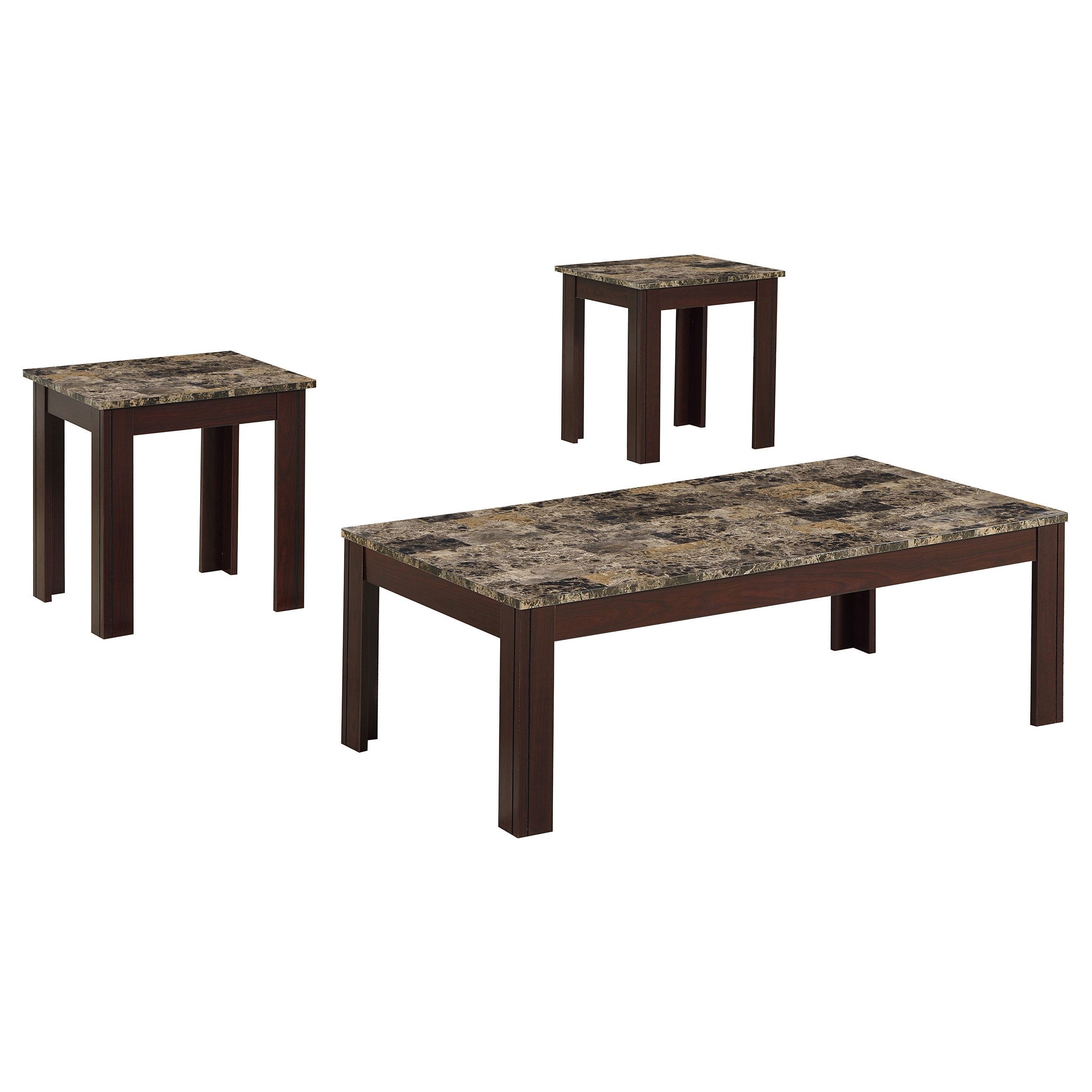 Rhodes Faux Marble Top Coffee Table Set Brown