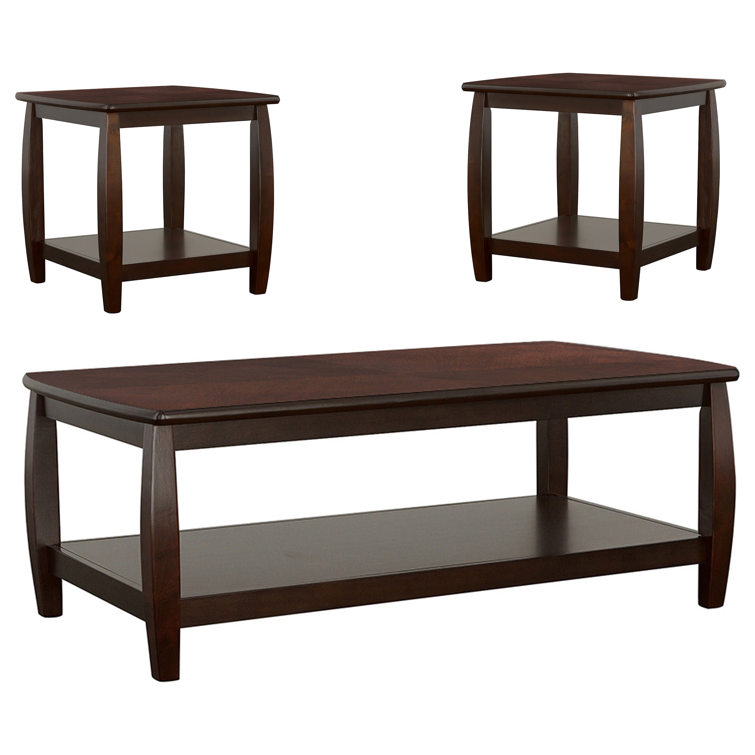 Dixon Rectangular Wood Coffee Table Set Espresso