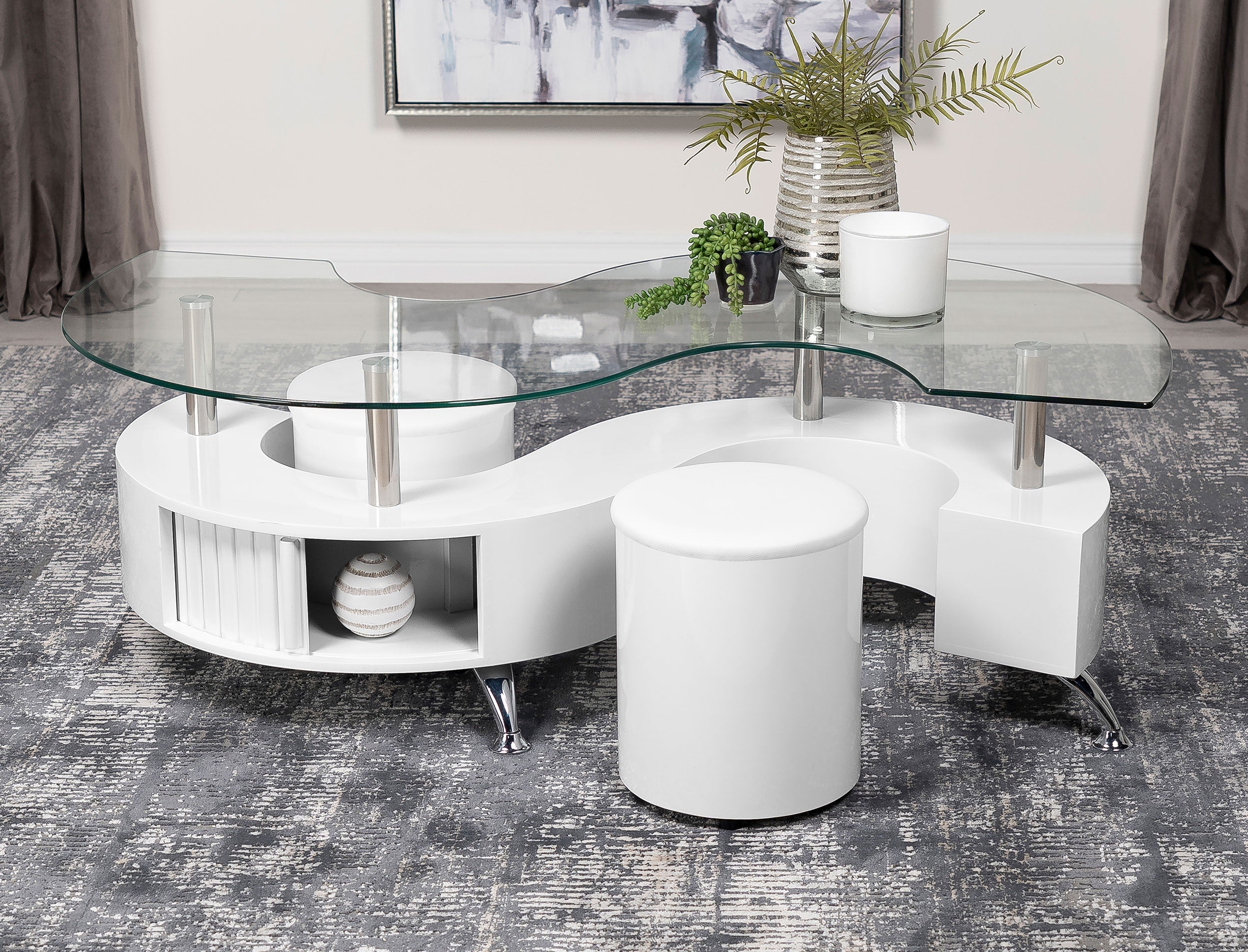 Buckley Coffee Table and Stools Set Cappuccino