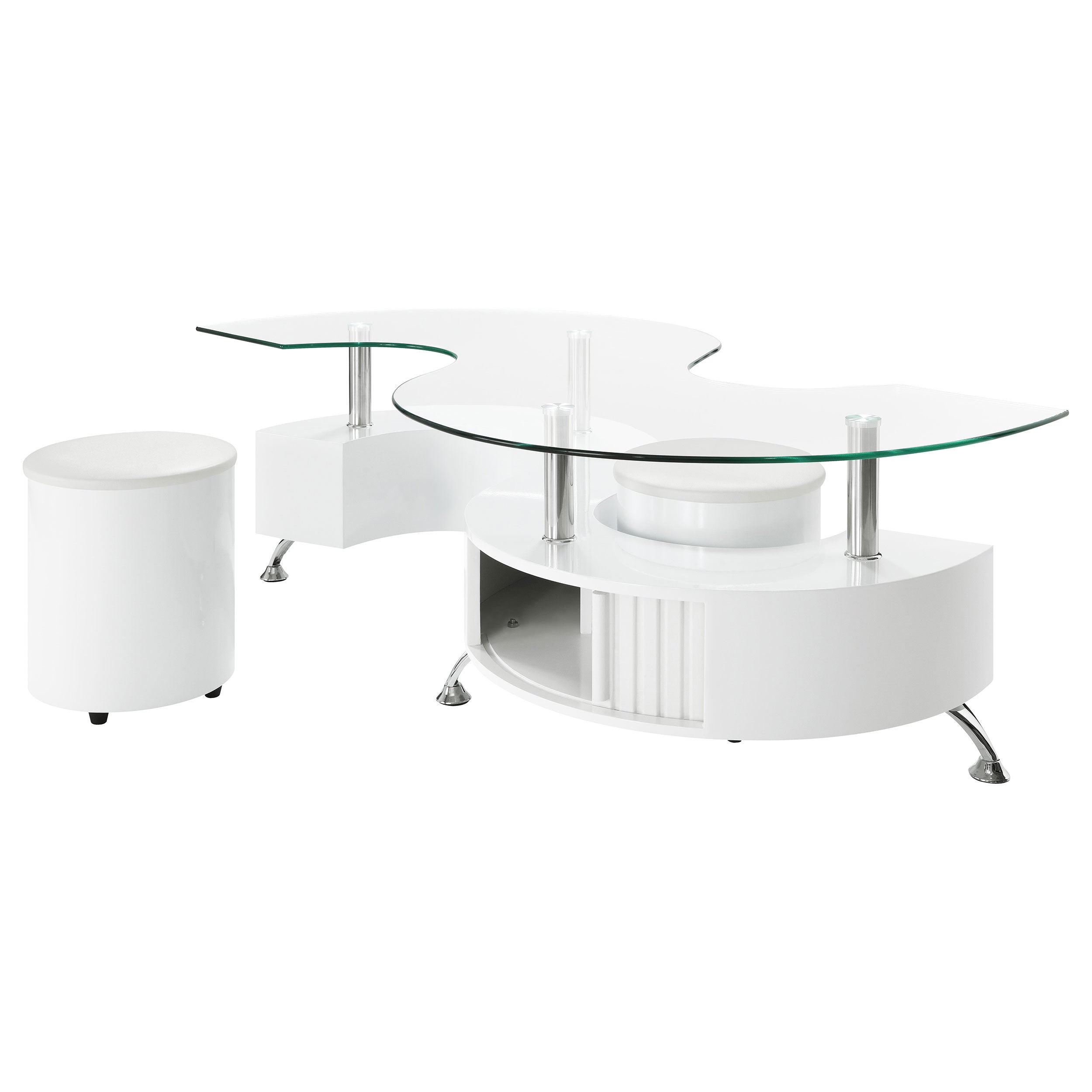 Buckley Coffee Table and Stools Set Cappuccino