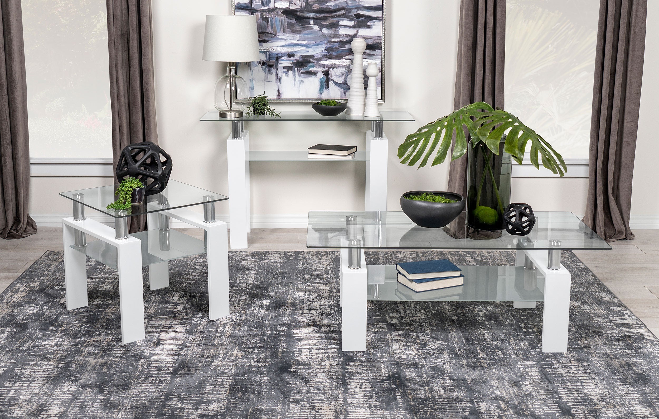 Dyer 1-shelf Rectangular Glass Top Coffee Table Black