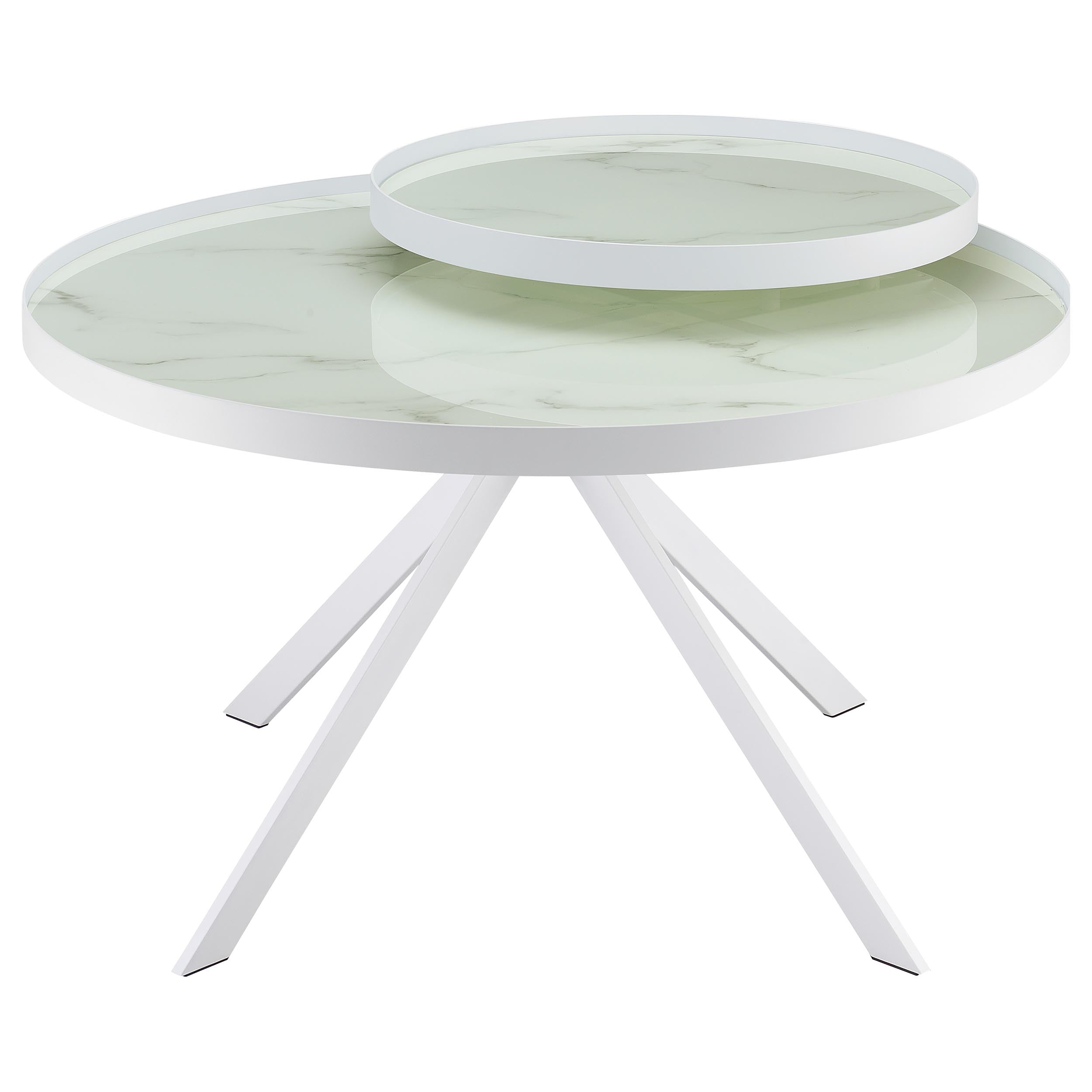 Briggs Round Marble Printed Glass Top Coffee Table Black