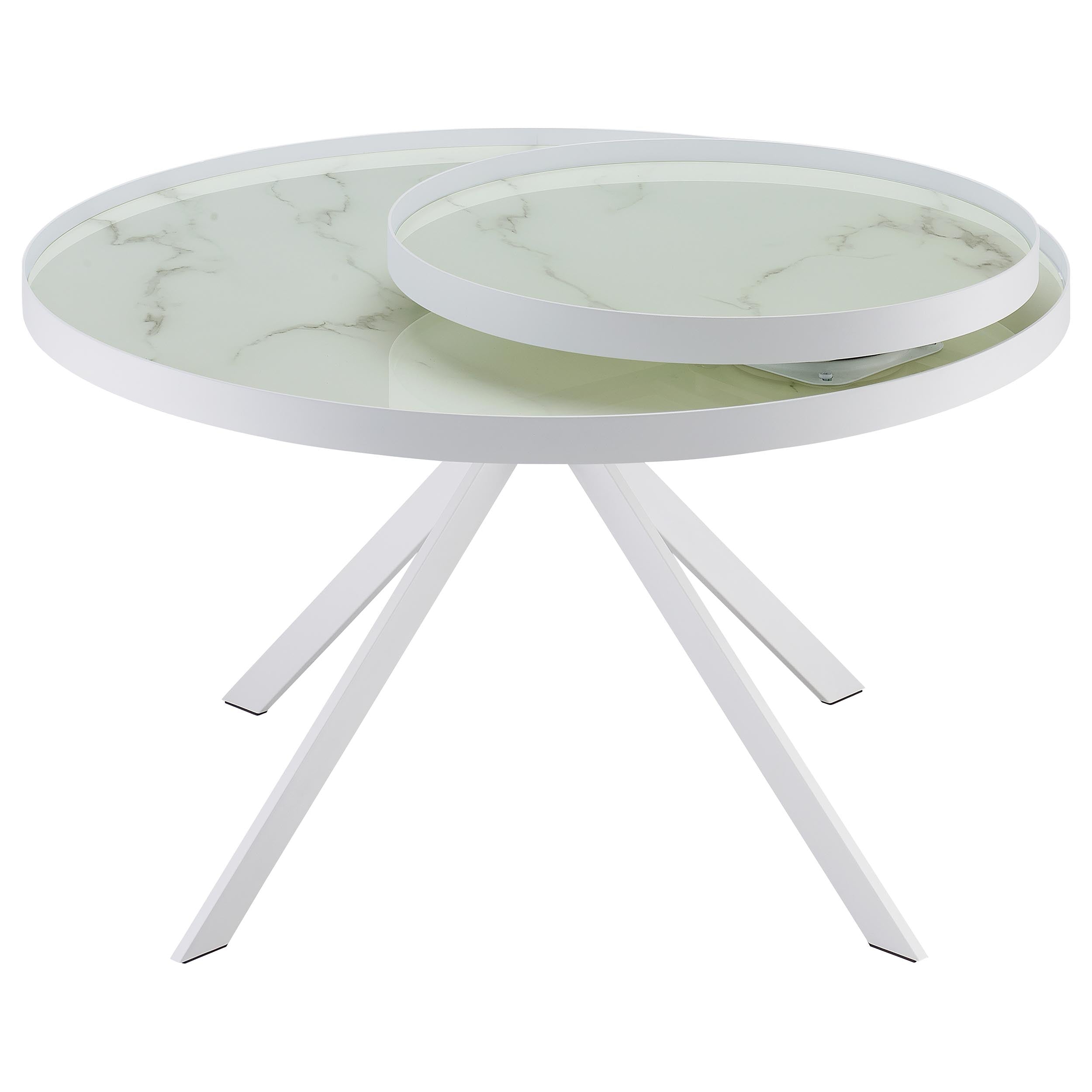 Briggs Round Marble Printed Glass Top Coffee Table Black