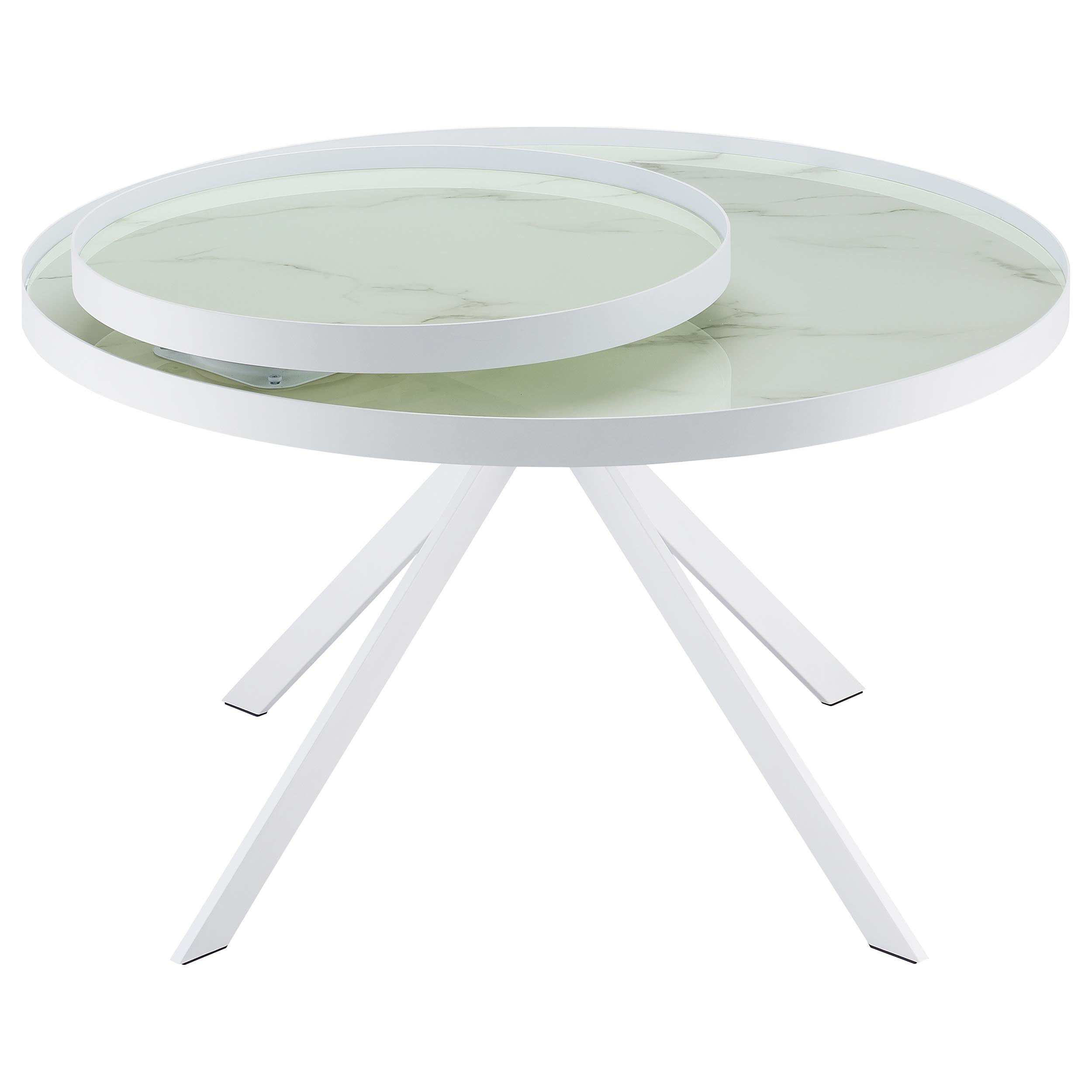 Briggs Round Marble Printed Glass Top Coffee Table Black