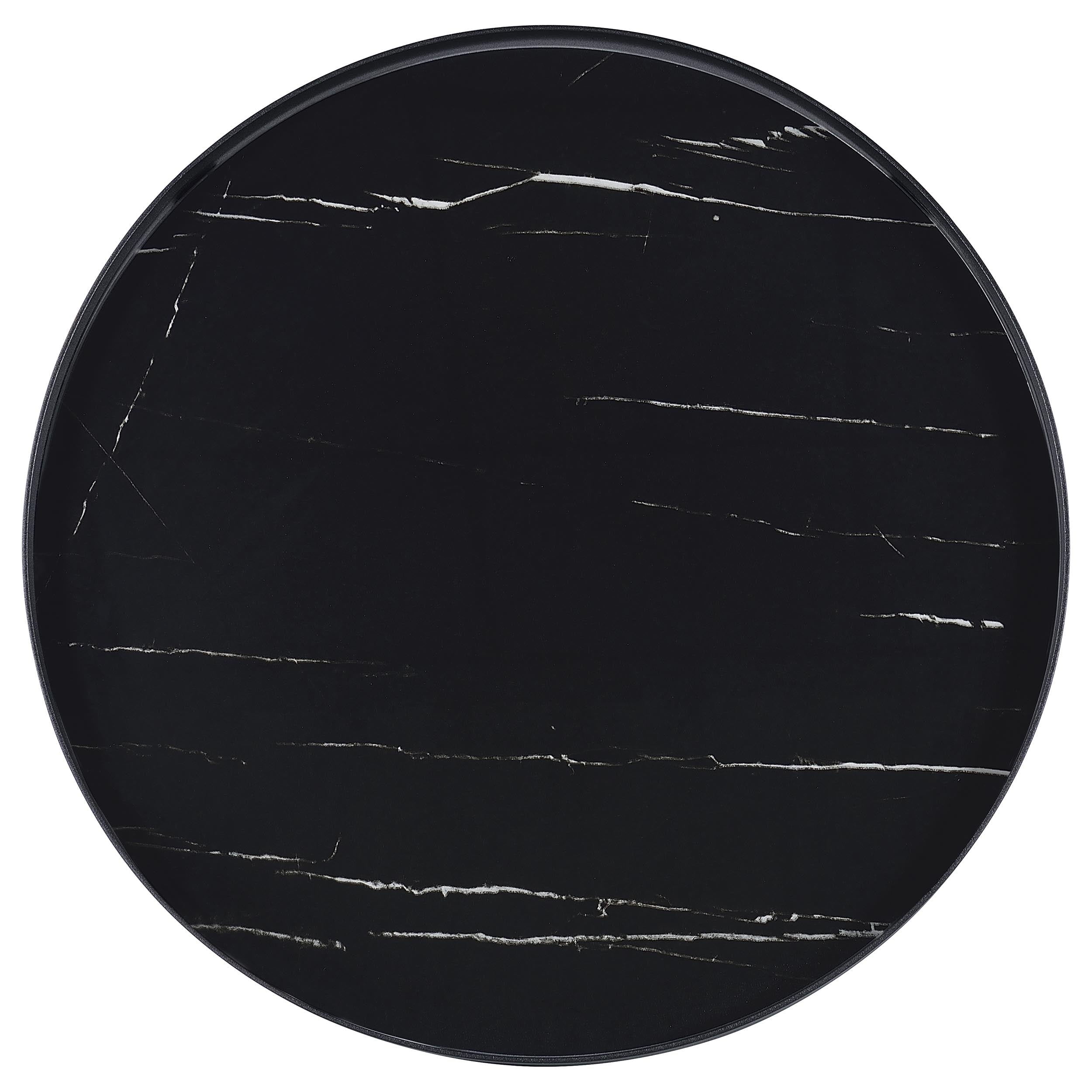 Briggs Round Marble Printed Glass Top End Side Table White