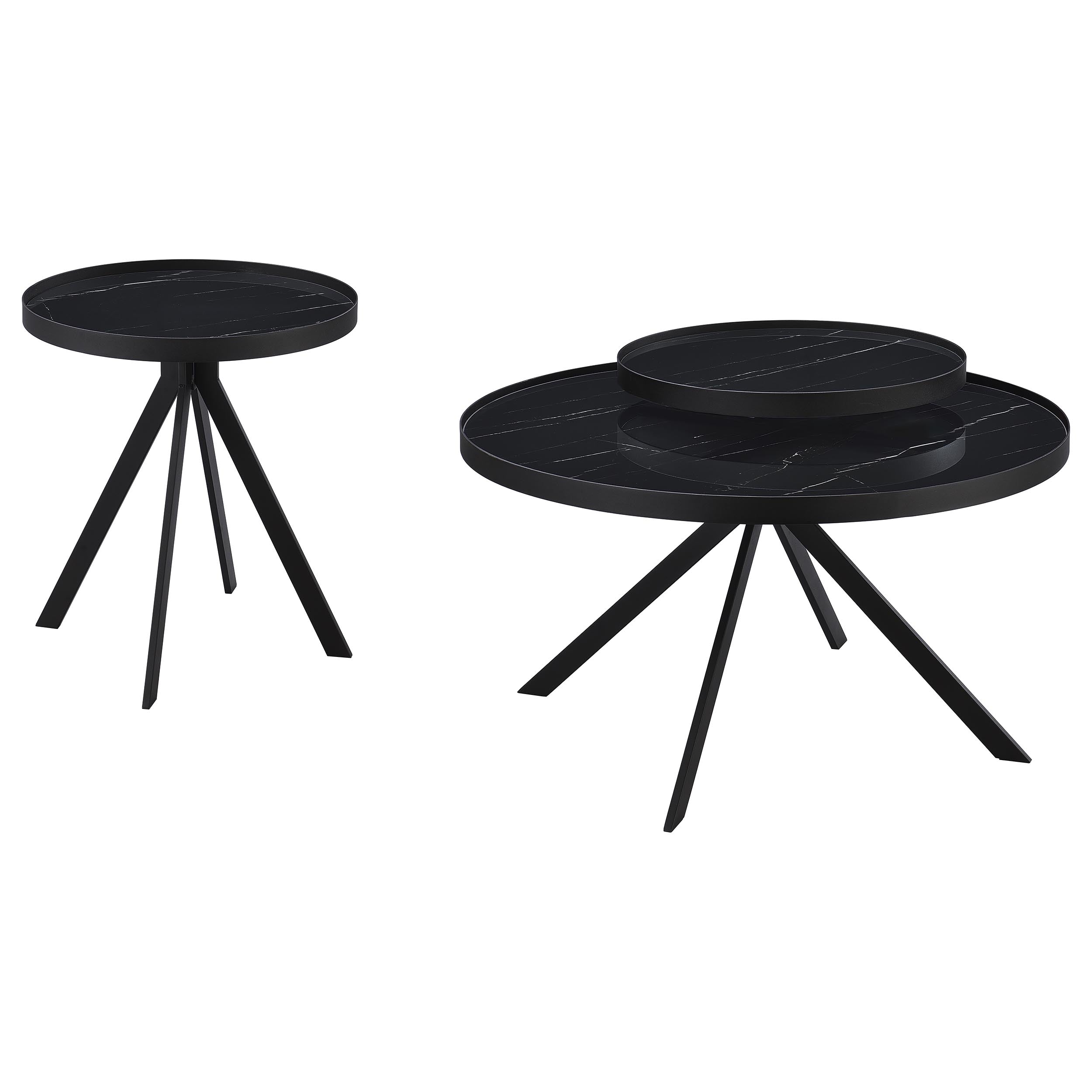 Briggs Round Coffee and End Table Set Black