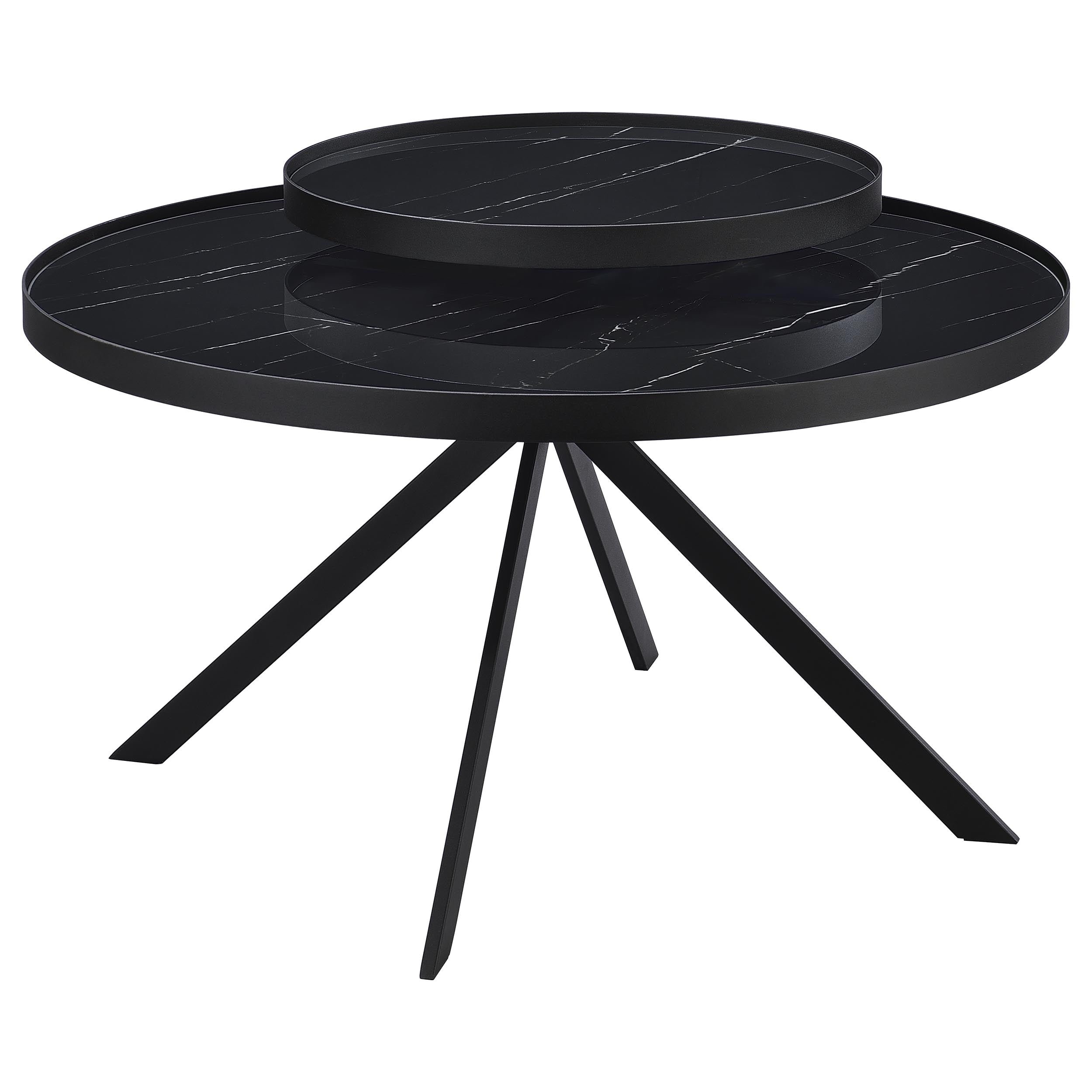 Briggs Round Coffee and End Table Set Black