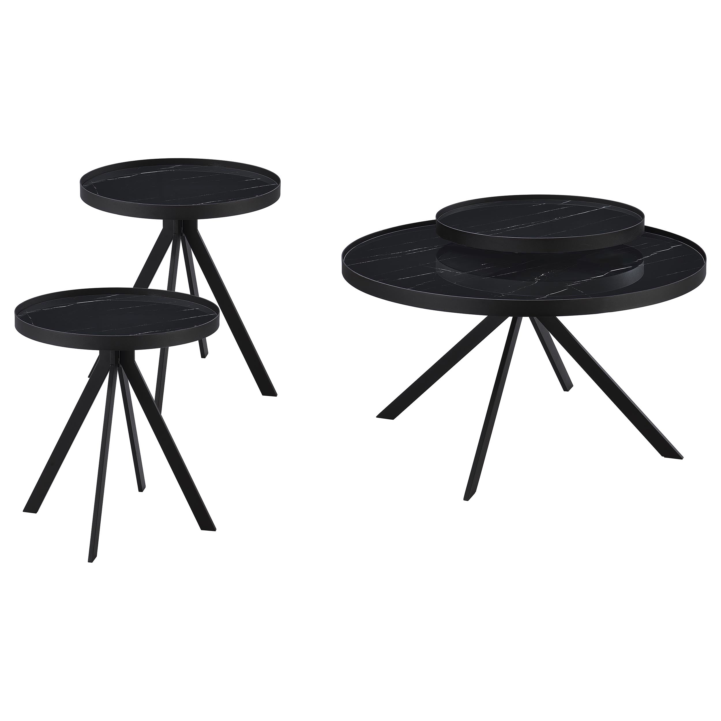 Briggs Round Coffee and End Table Set Black