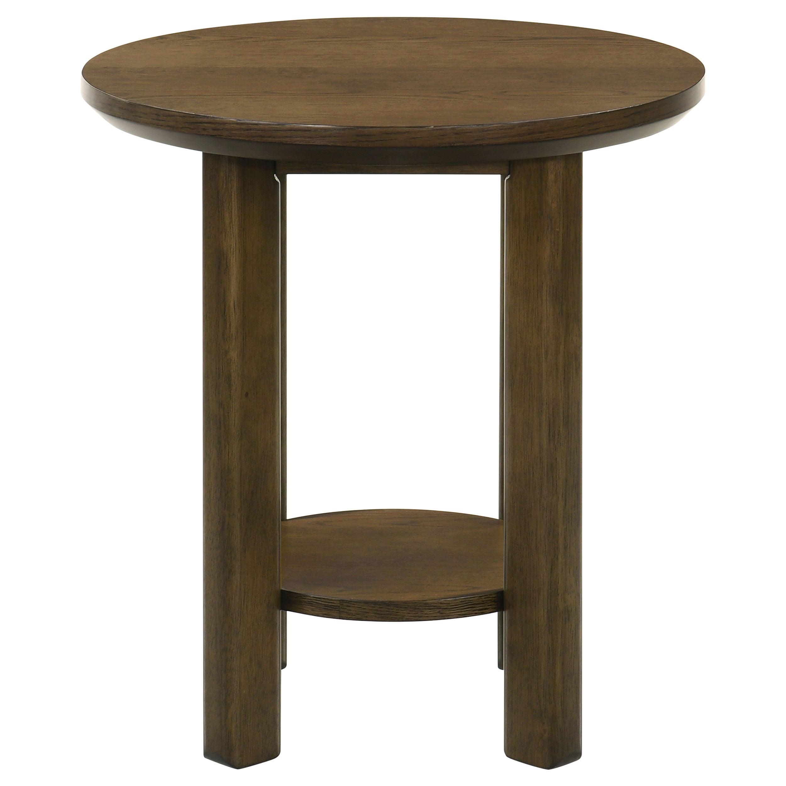 Ottowa Round Wood Side End Table with Shelf Brown