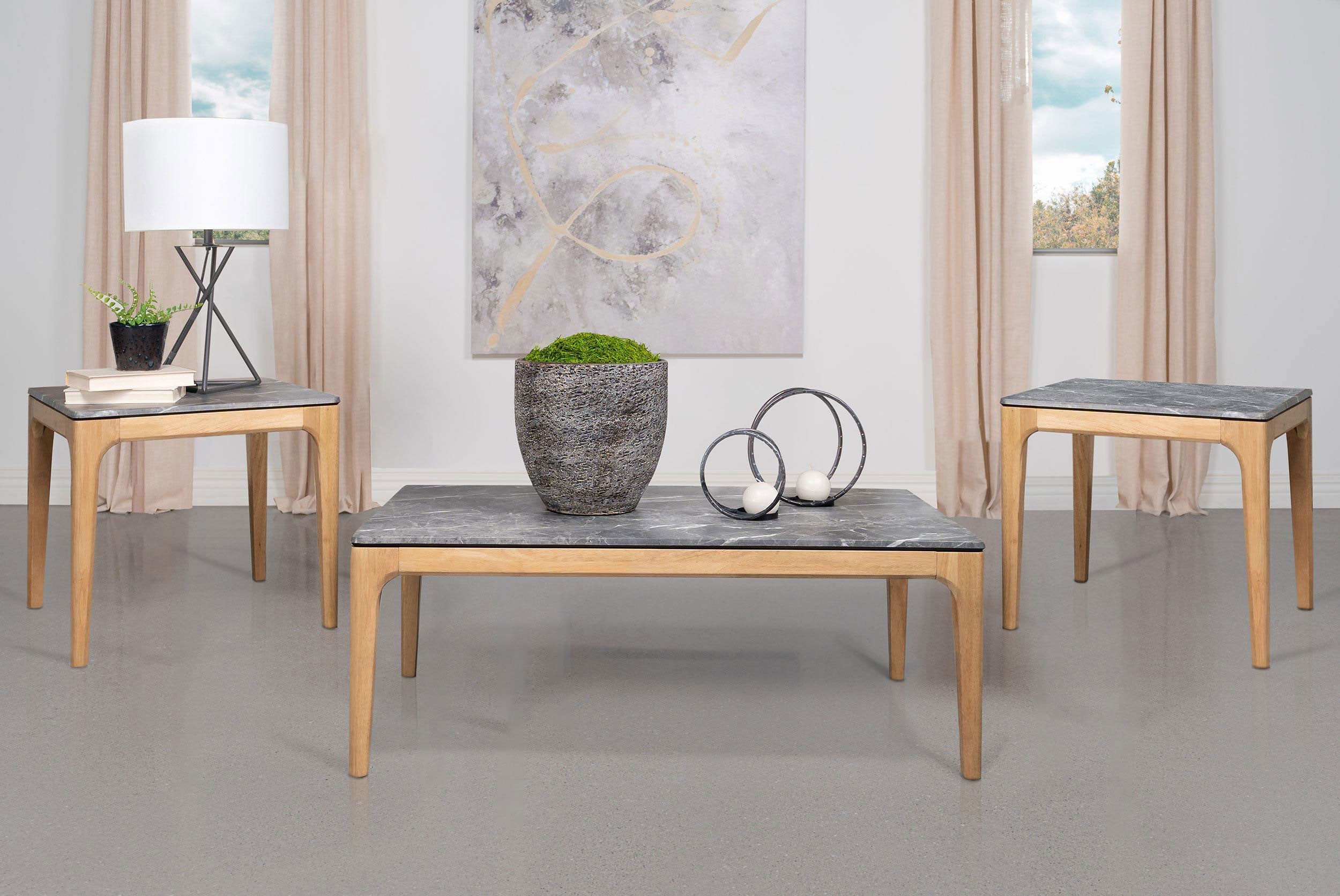 Polaris SmartTop Coffee and End Table Set Grey